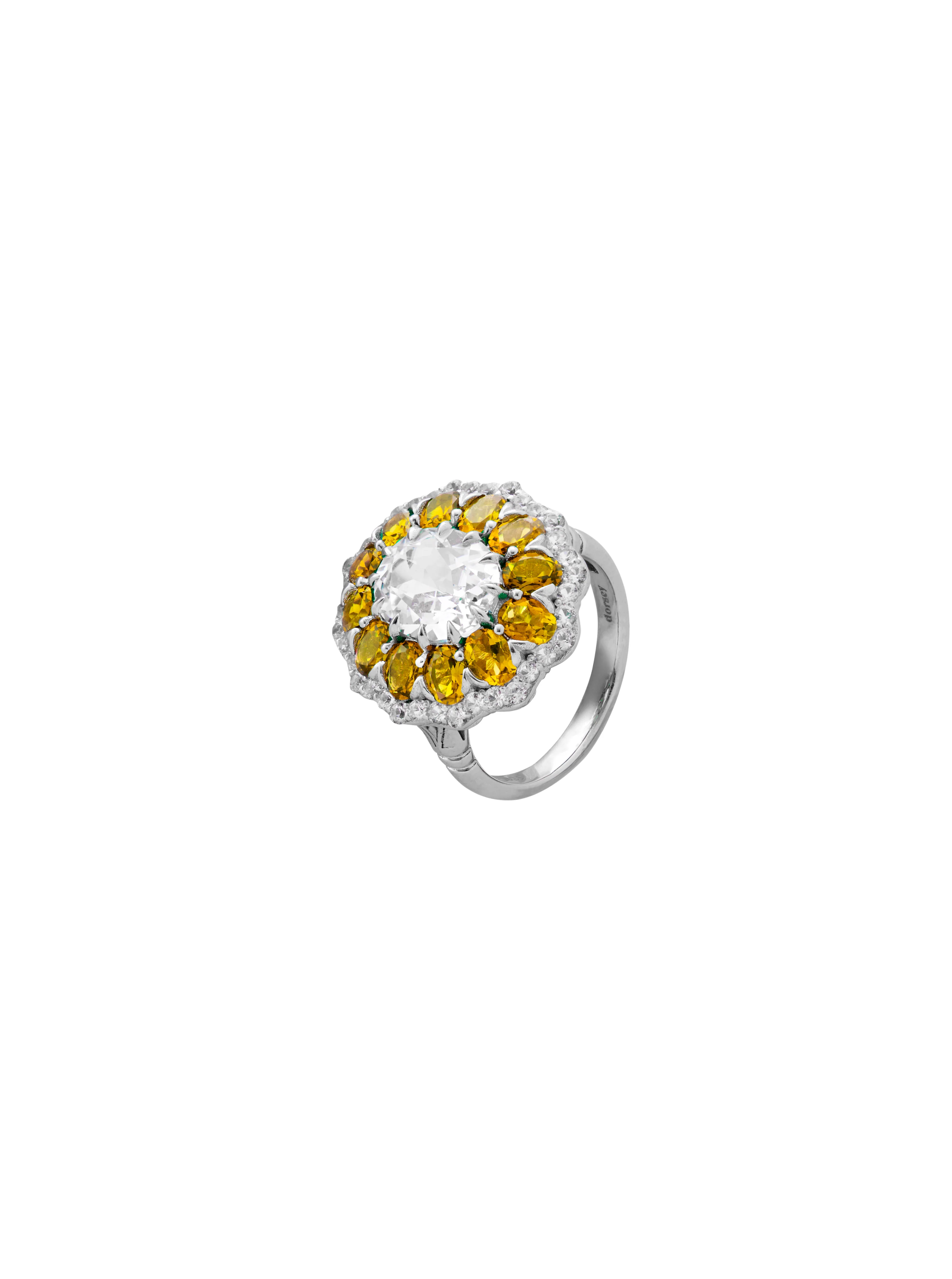Dorsey - TATE LAB WHITE AND YELLOW SAPPHIRE RING, SILVER - Image 2