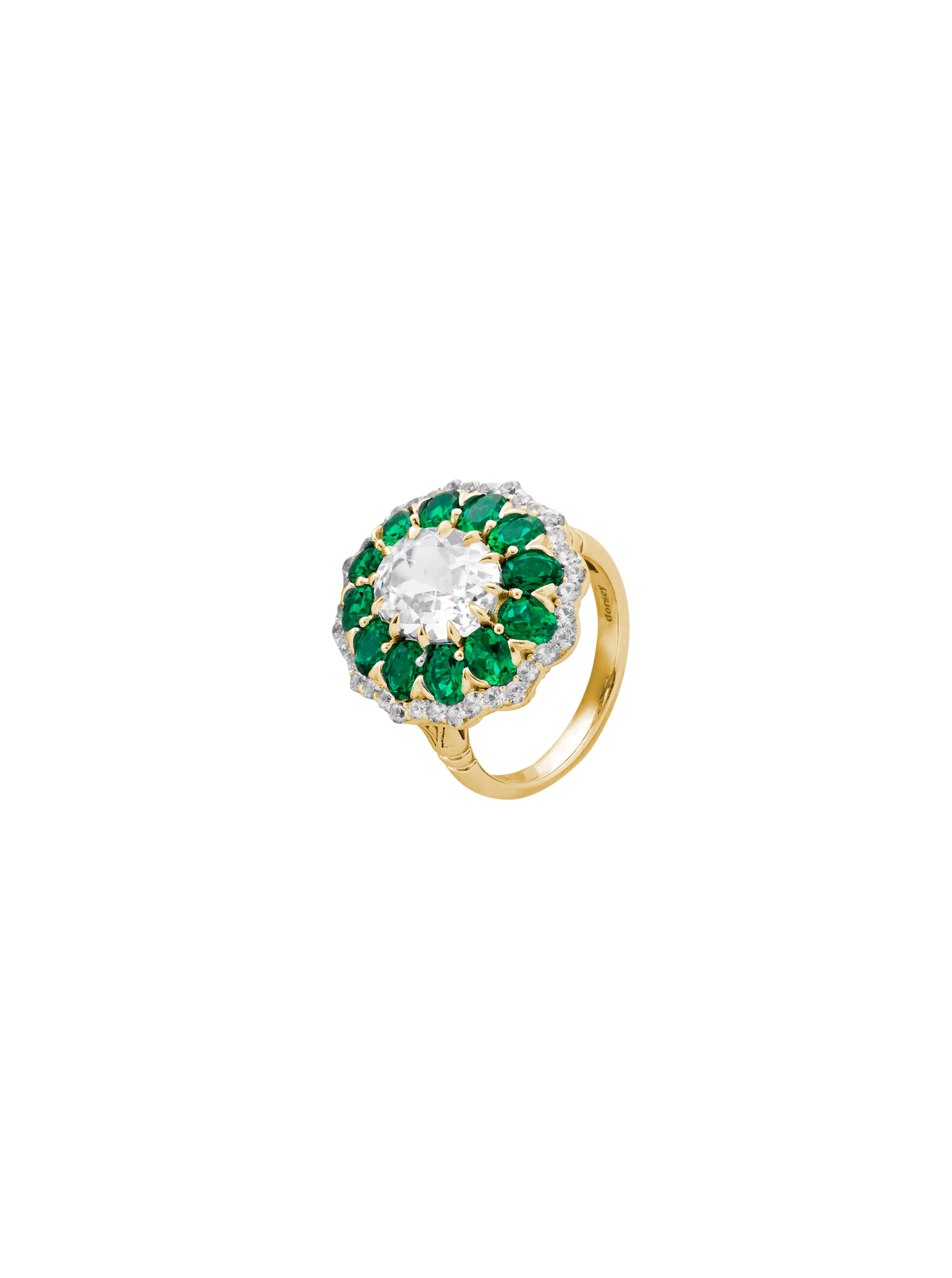 Dorsey - TATE LAB WHITE SAPPHIRE AND EMERALD RING, GOLD - Image 2