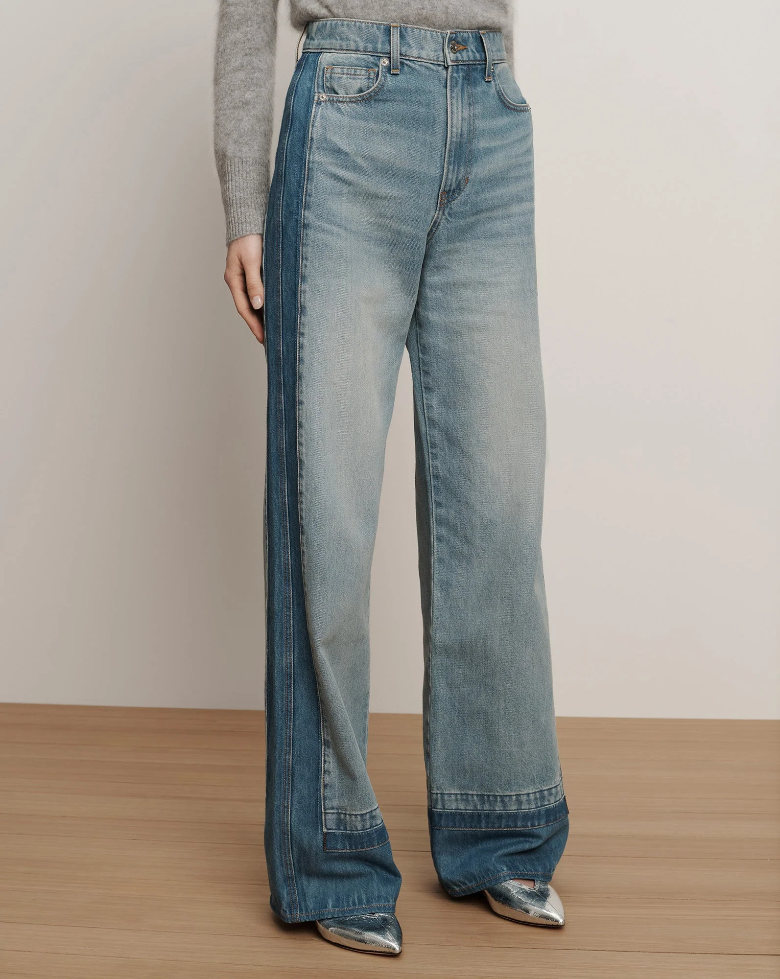Veronica Beard - Taylor Color - Block Wide - Leg Jean - Image 2