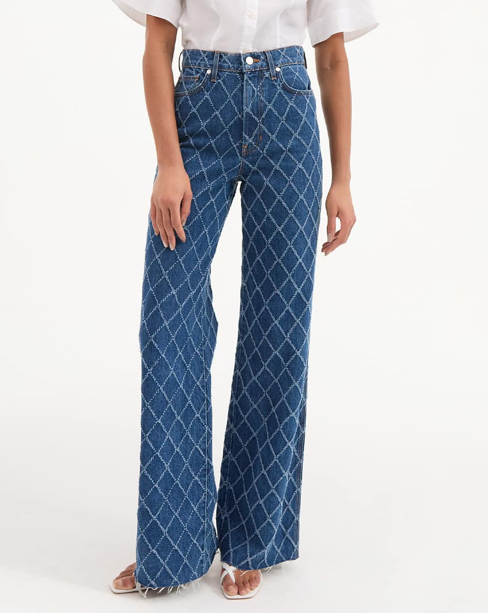 Veronica Beard - Taylor Diamond Printed Wide - Leg Jean - Image 2