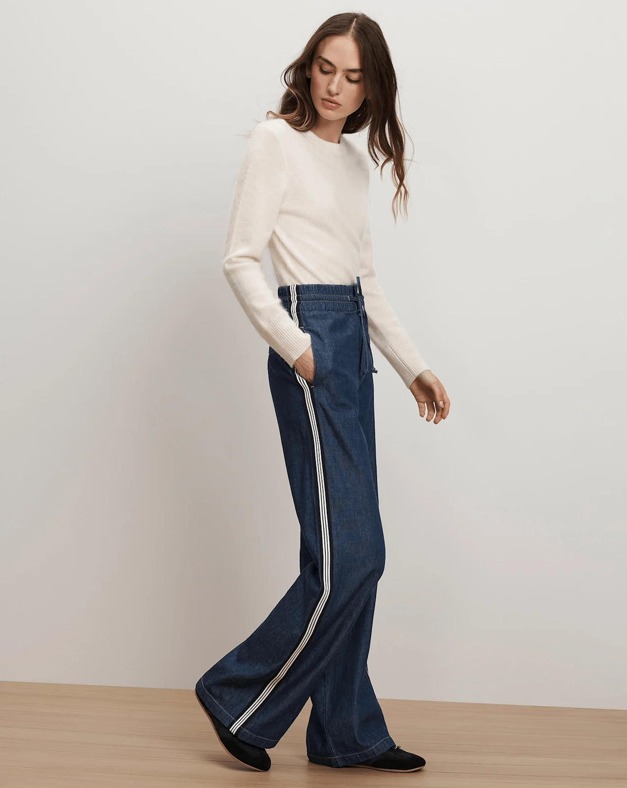 Veronica Beard - Taylor Track - Stripe Wide - Leg Jean - Image 3