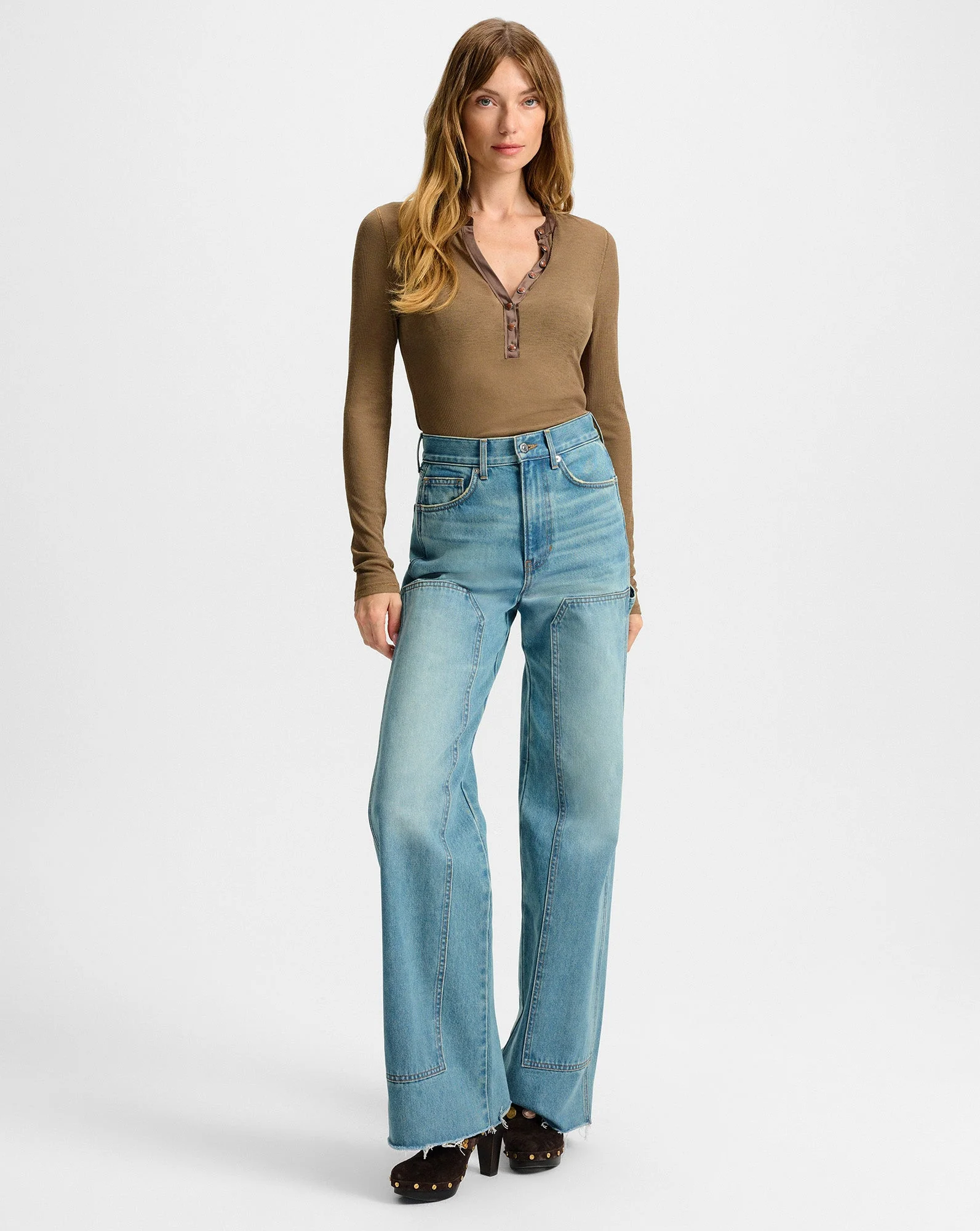 Veronica Beard - Taylor Wide - Leg Jean with Chaps