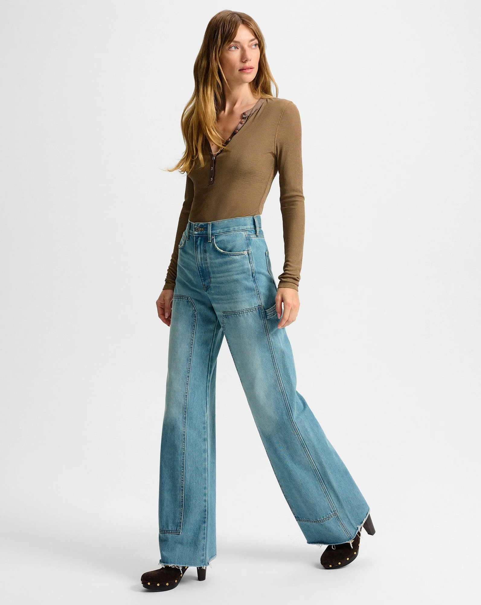 Veronica Beard - Taylor Wide - Leg Jean with Chaps - Image 3