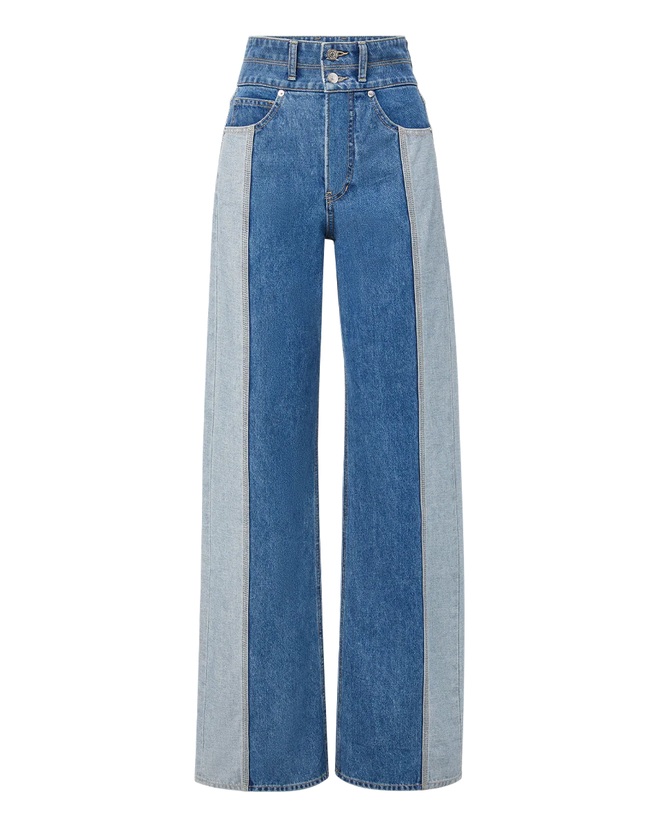 Veronica Beard - Taylor Two - Tone Wide - Leg Jean - Image 4