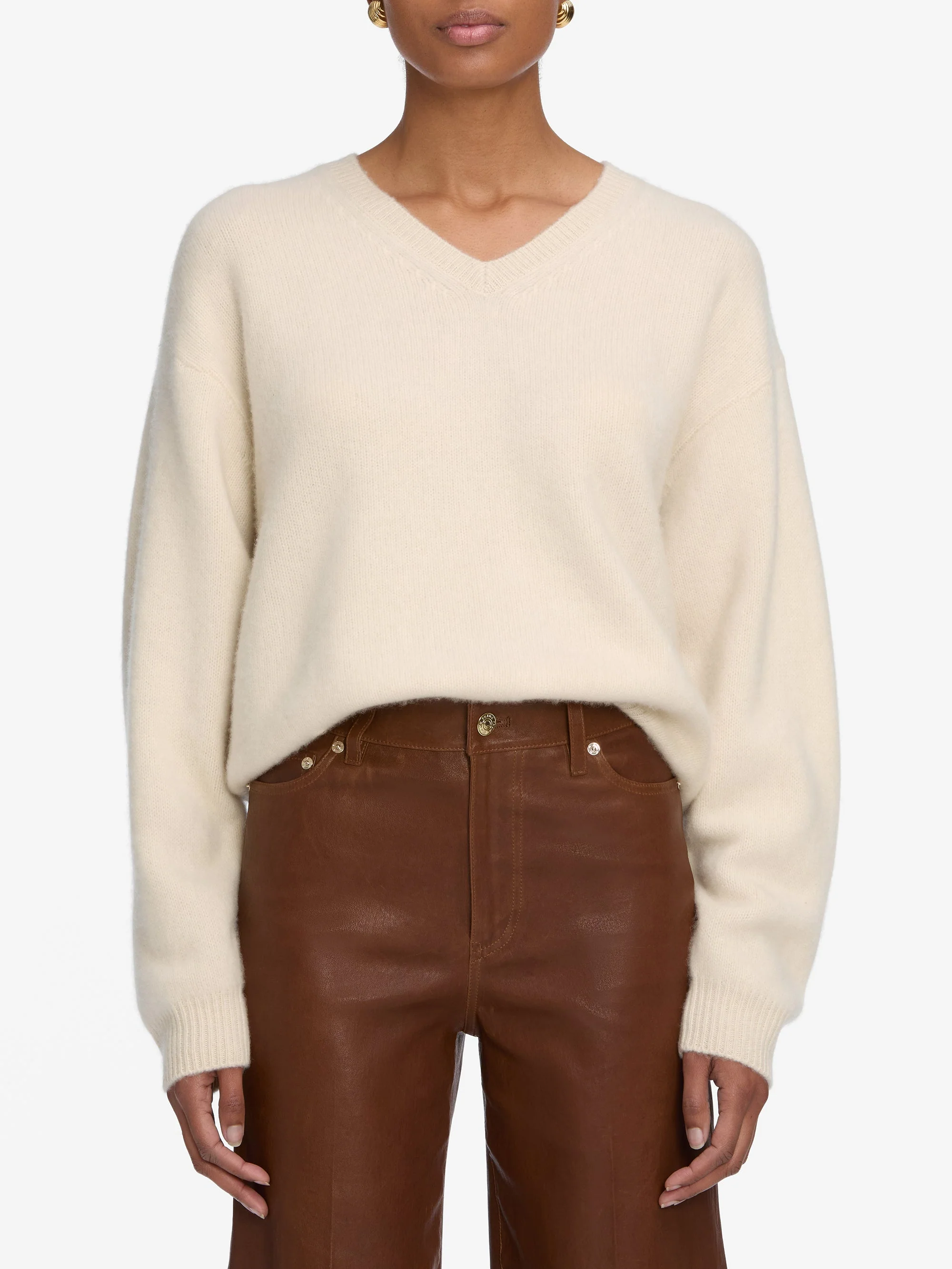 FRAME - The Cashmere Brushed V Sweater - Image 3
