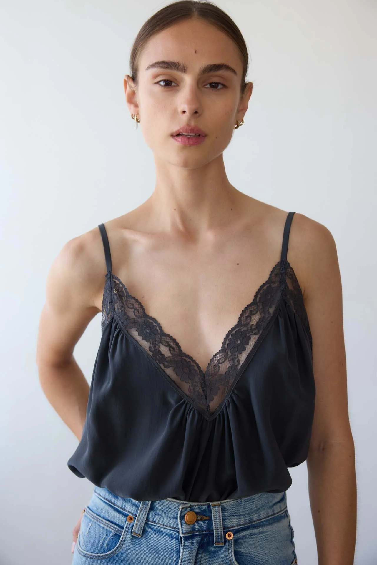 Jamie Haller - The Deep V Cami in Dark Grey