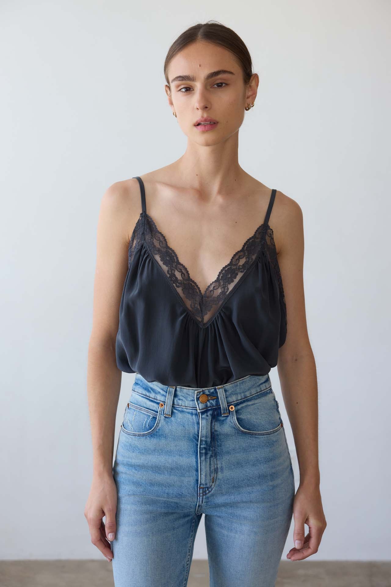 Jamie Haller - The Deep V Cami in Dark Grey - Image 13