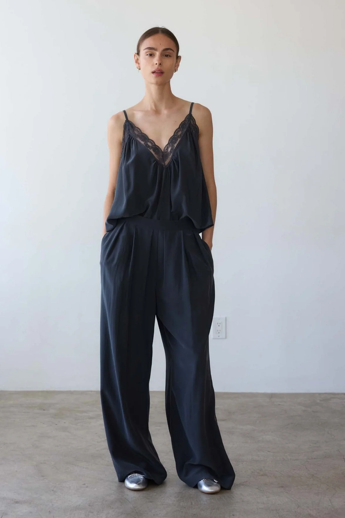 Jamie Haller - The Deep V Cami in Dark Grey - Image 2
