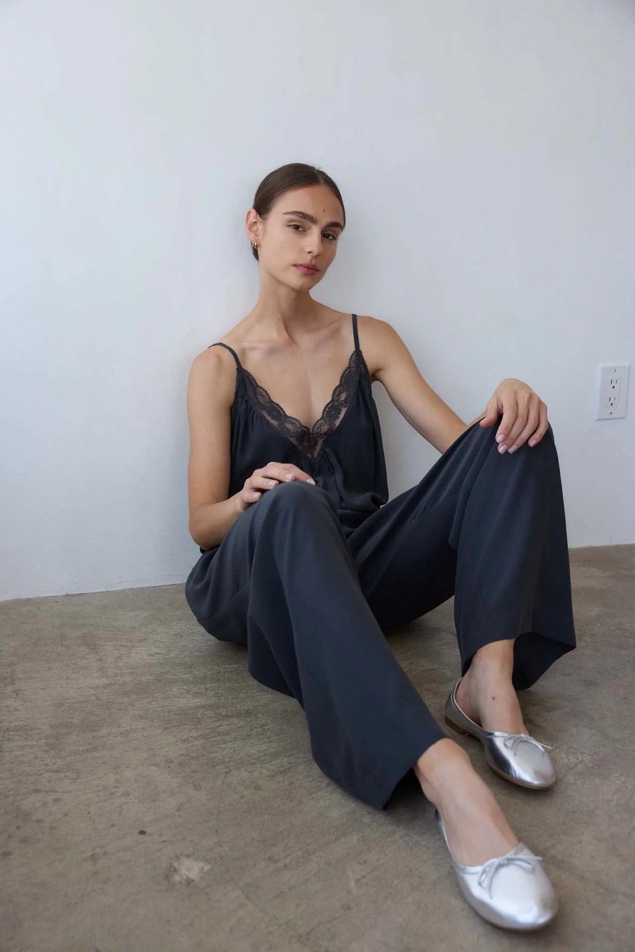 Jamie Haller - The Deep V Cami in Dark Grey - Image 3