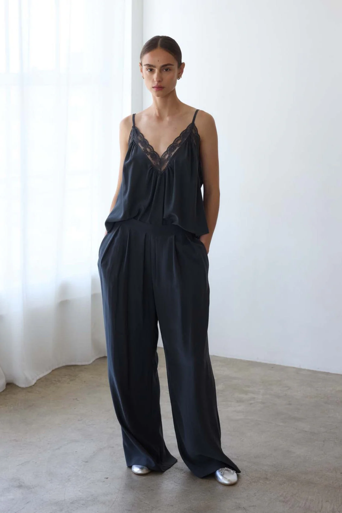 Jamie Haller - The Deep V Cami in Dark Grey - Image 8