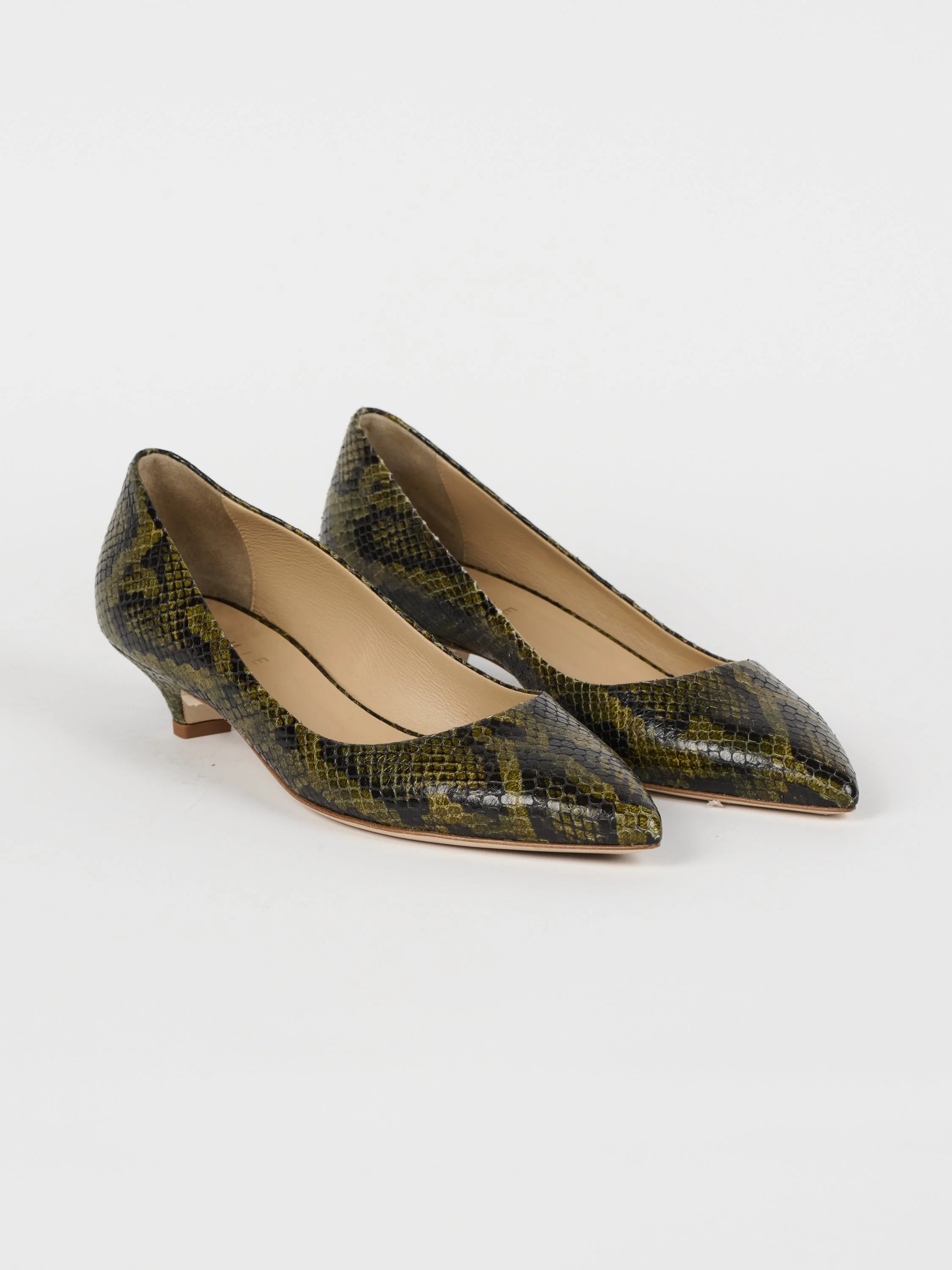 Jamie Haller - The Kitty Point Heel in Olive Snake - Image 2