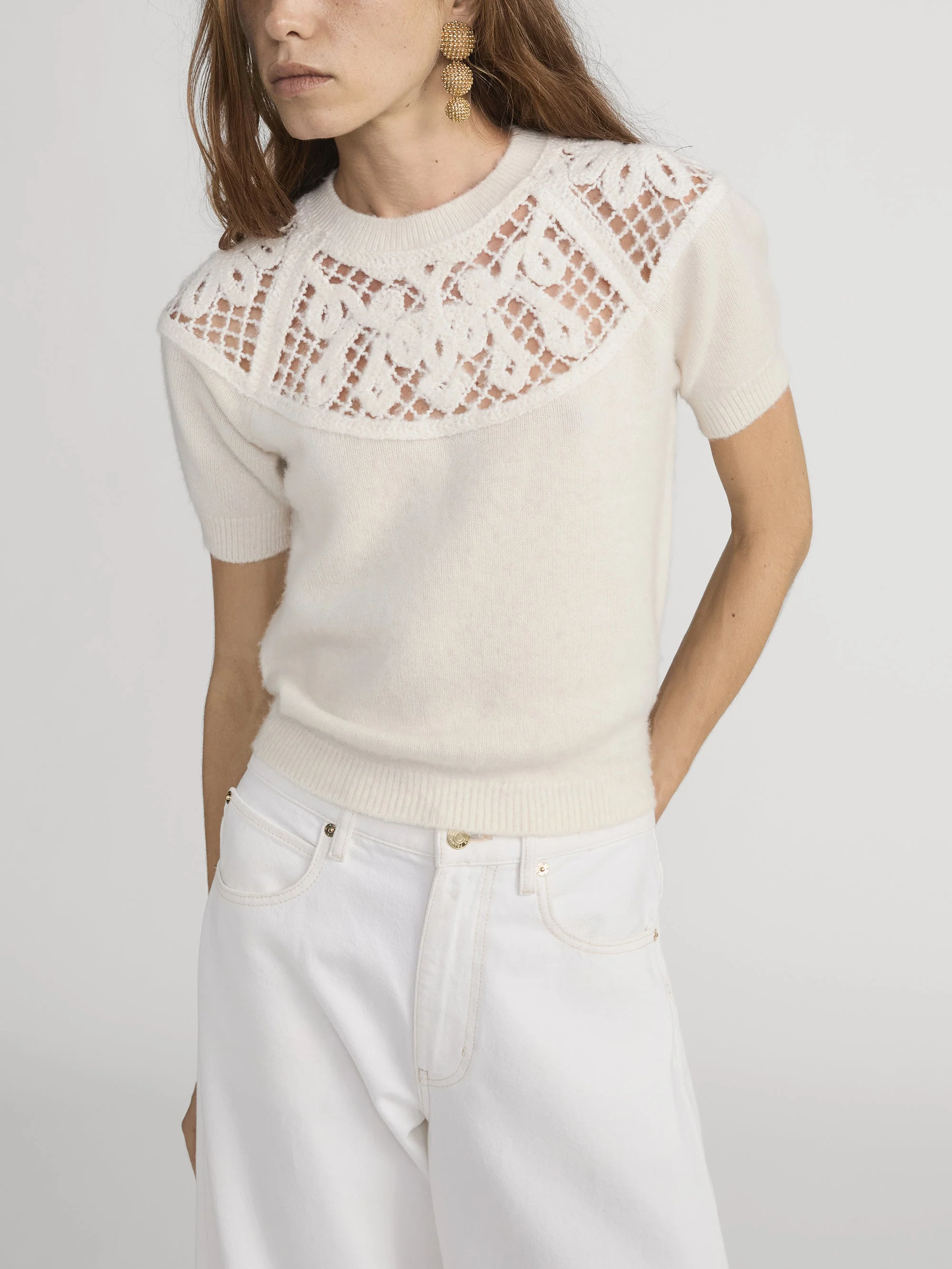 FRAME - The Lace Gathered Sweater - Image 3