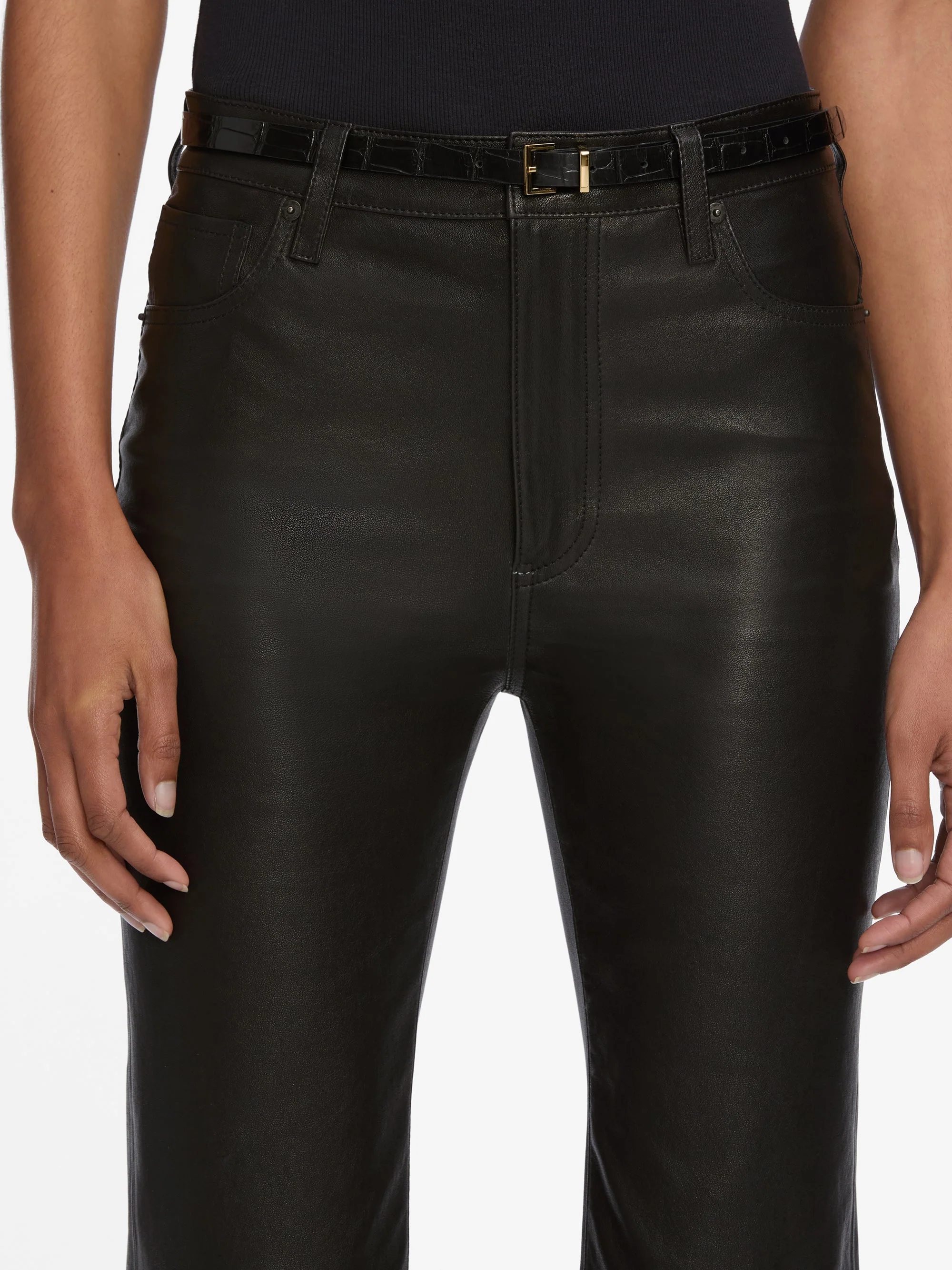 FRAME - The Leather Reboot Crop - Image 5