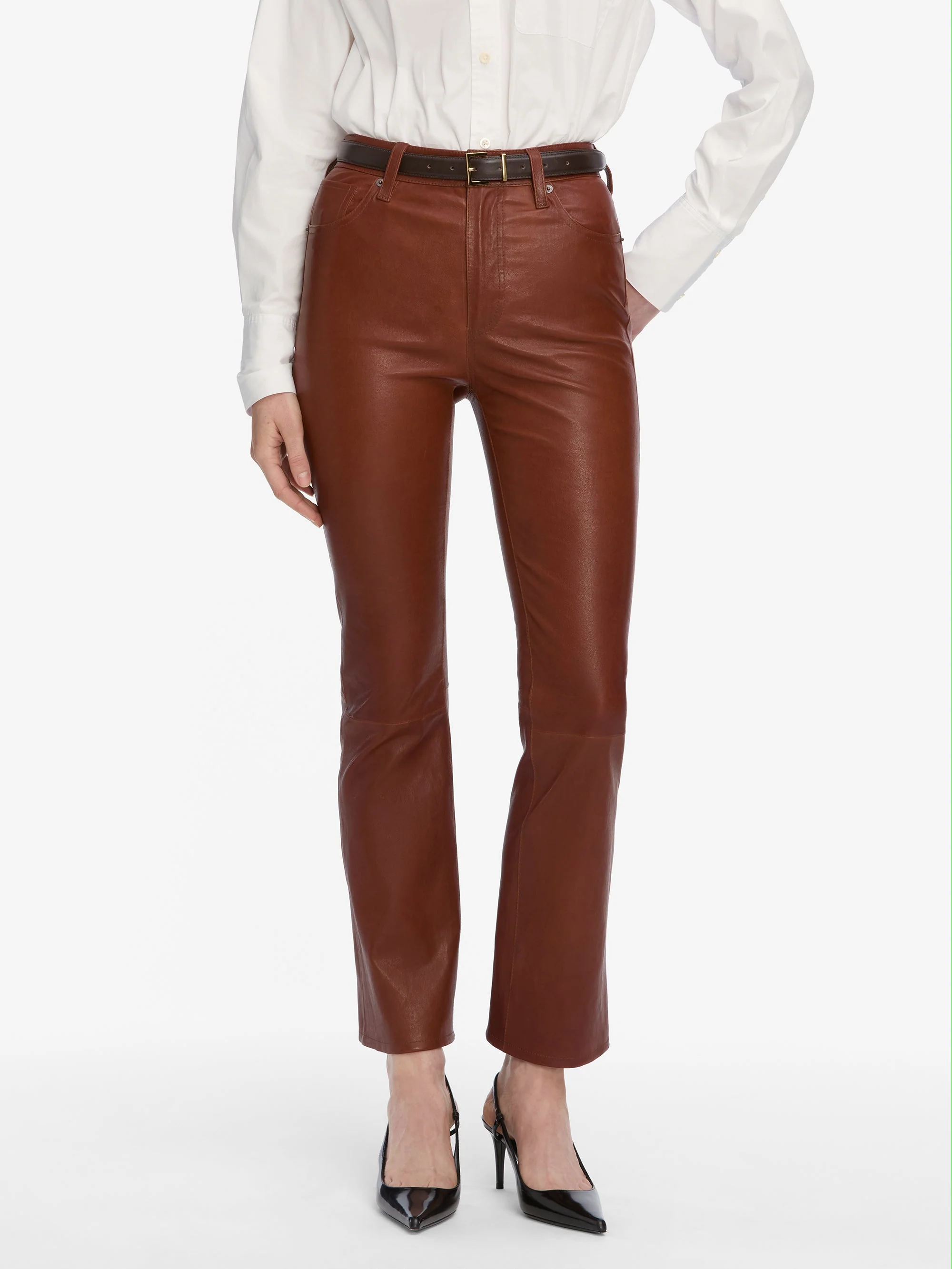FRAME - The Leather Reboot Crop - Image 3