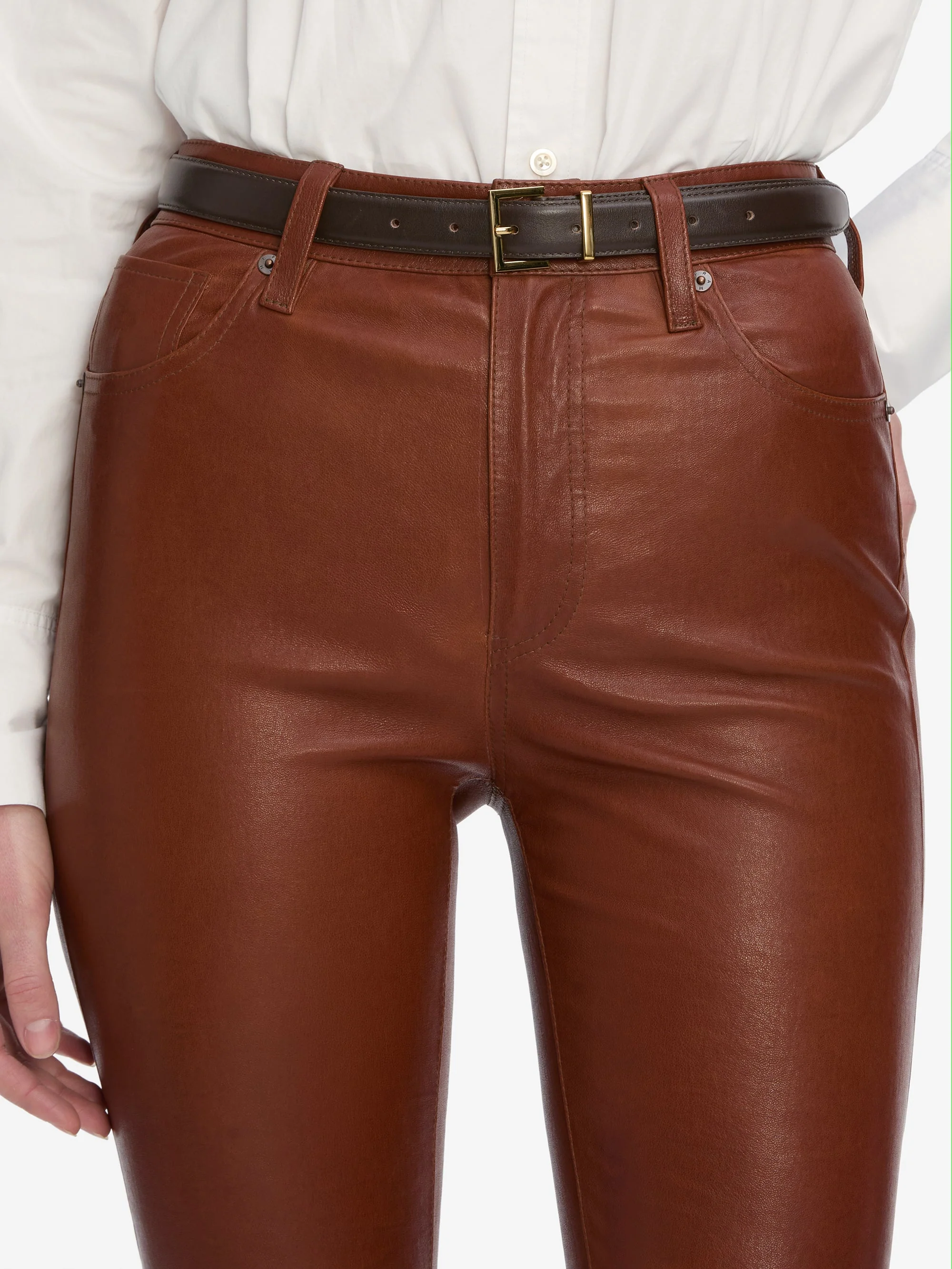 FRAME - The Leather Reboot Crop - Image 4