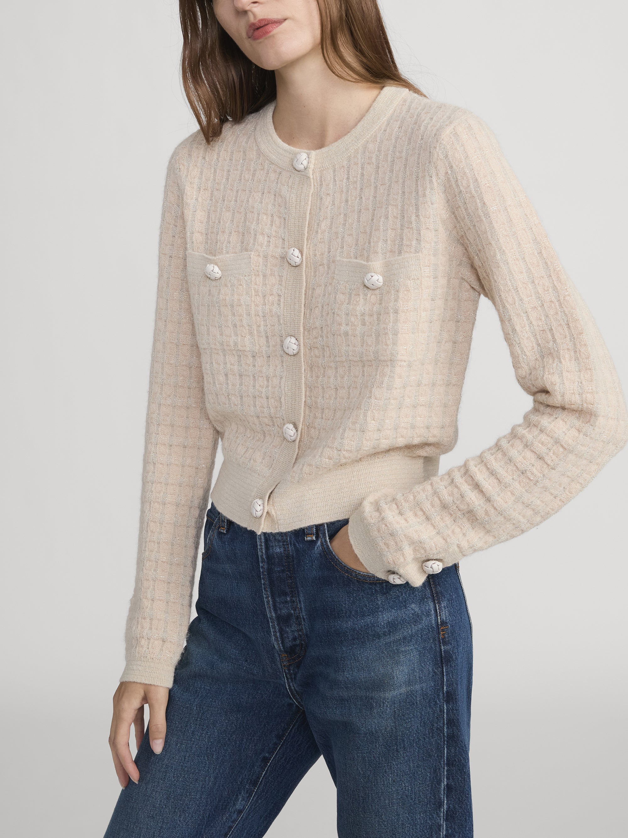 FRAME - The Lurex Check Cardi - Image 5