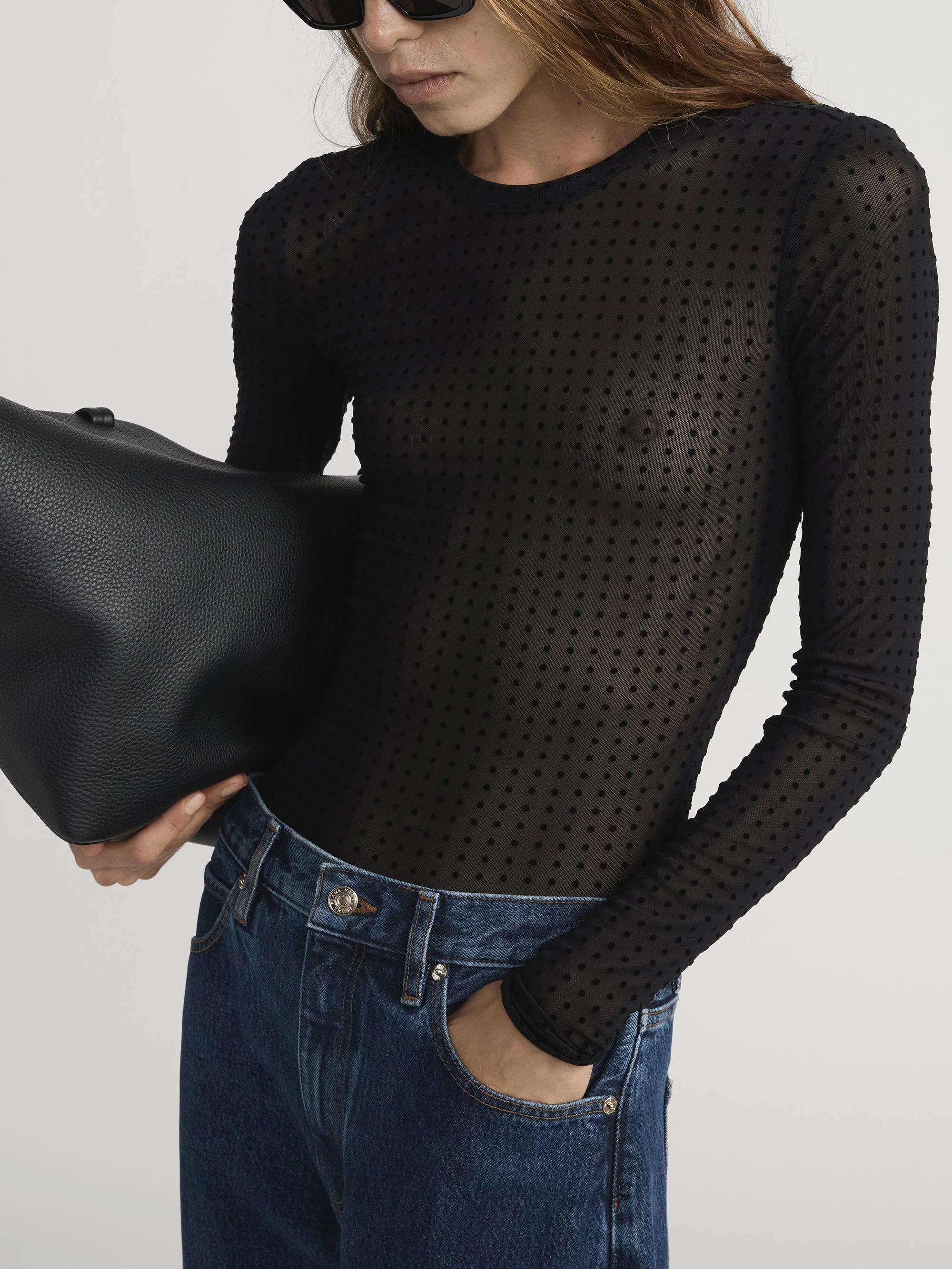 FRAME - The Mesh Polka Dot Top - Image 5