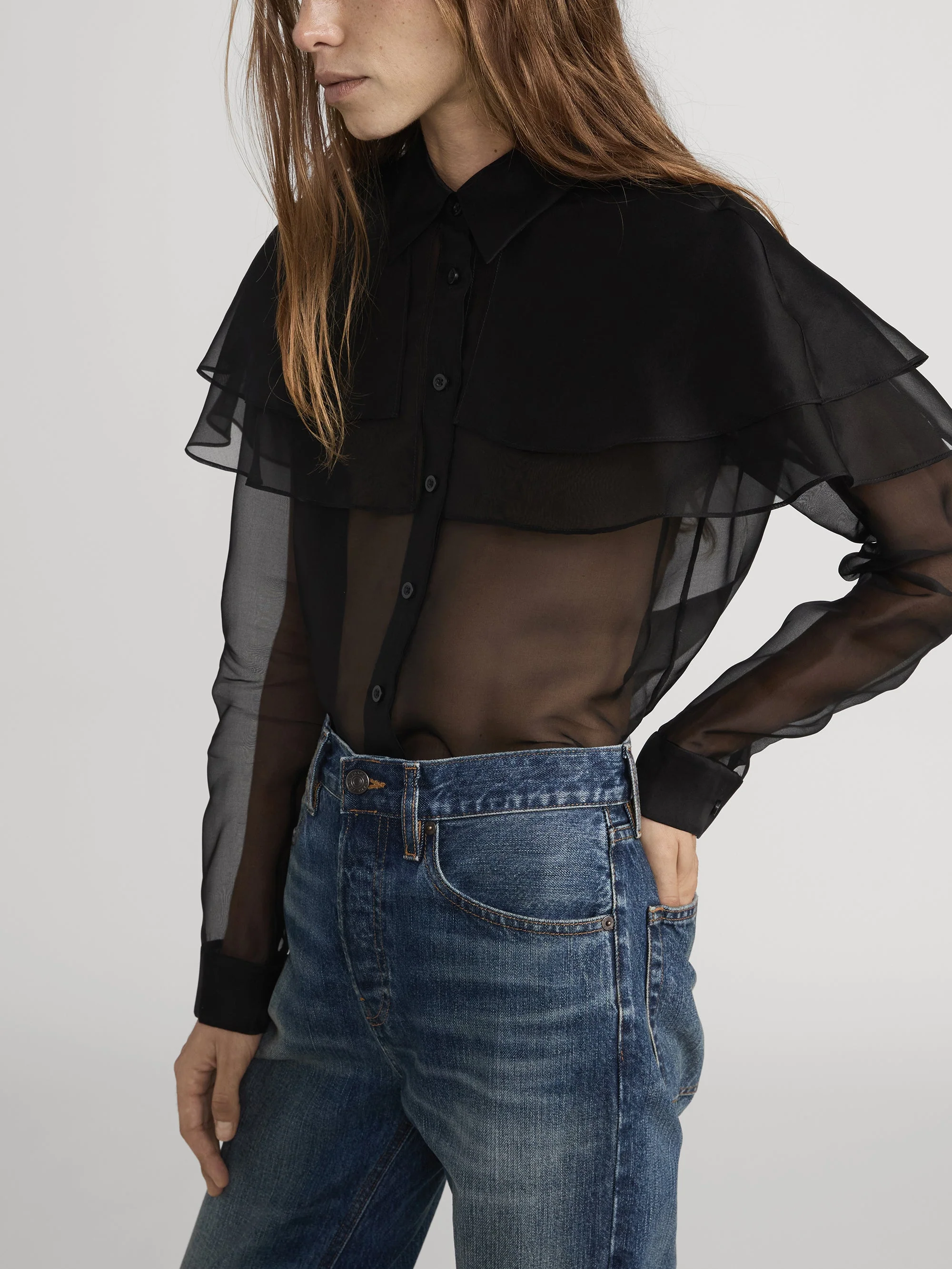 FRAME - The Organza Cape L/S Top - Image 5
