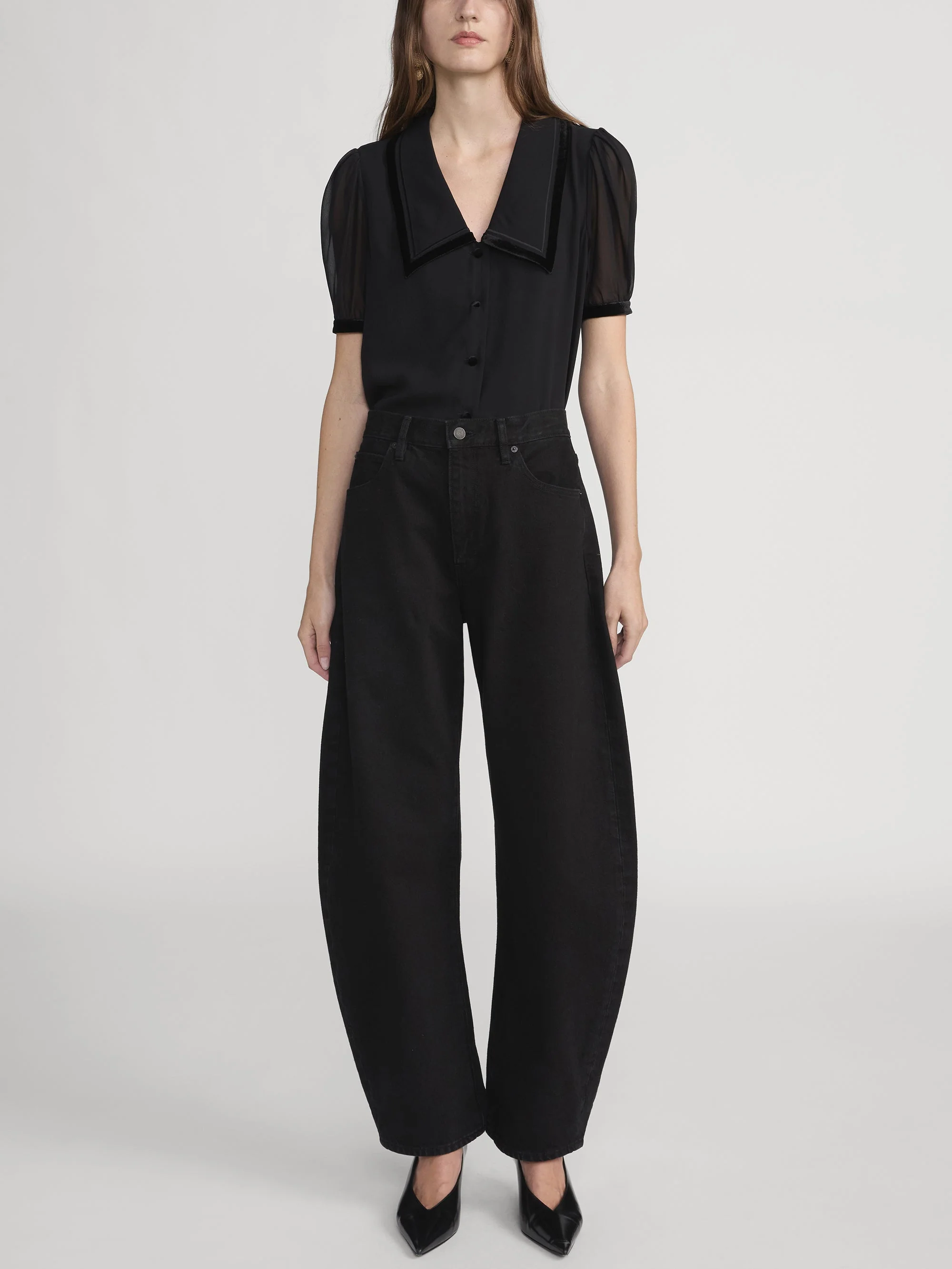 FRAME - The Velvet Trim Sailor Blouse - Image 2