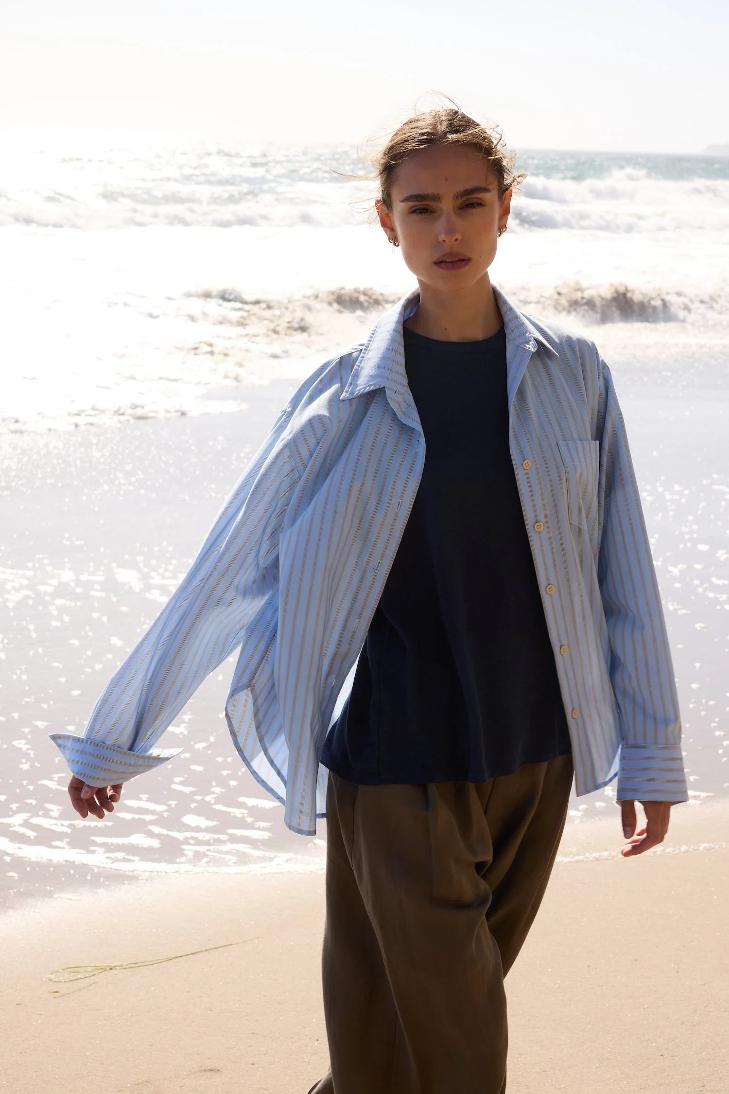 Jamie Haller - The Weekend Shirt in Baby Blue Stripe - Image 3