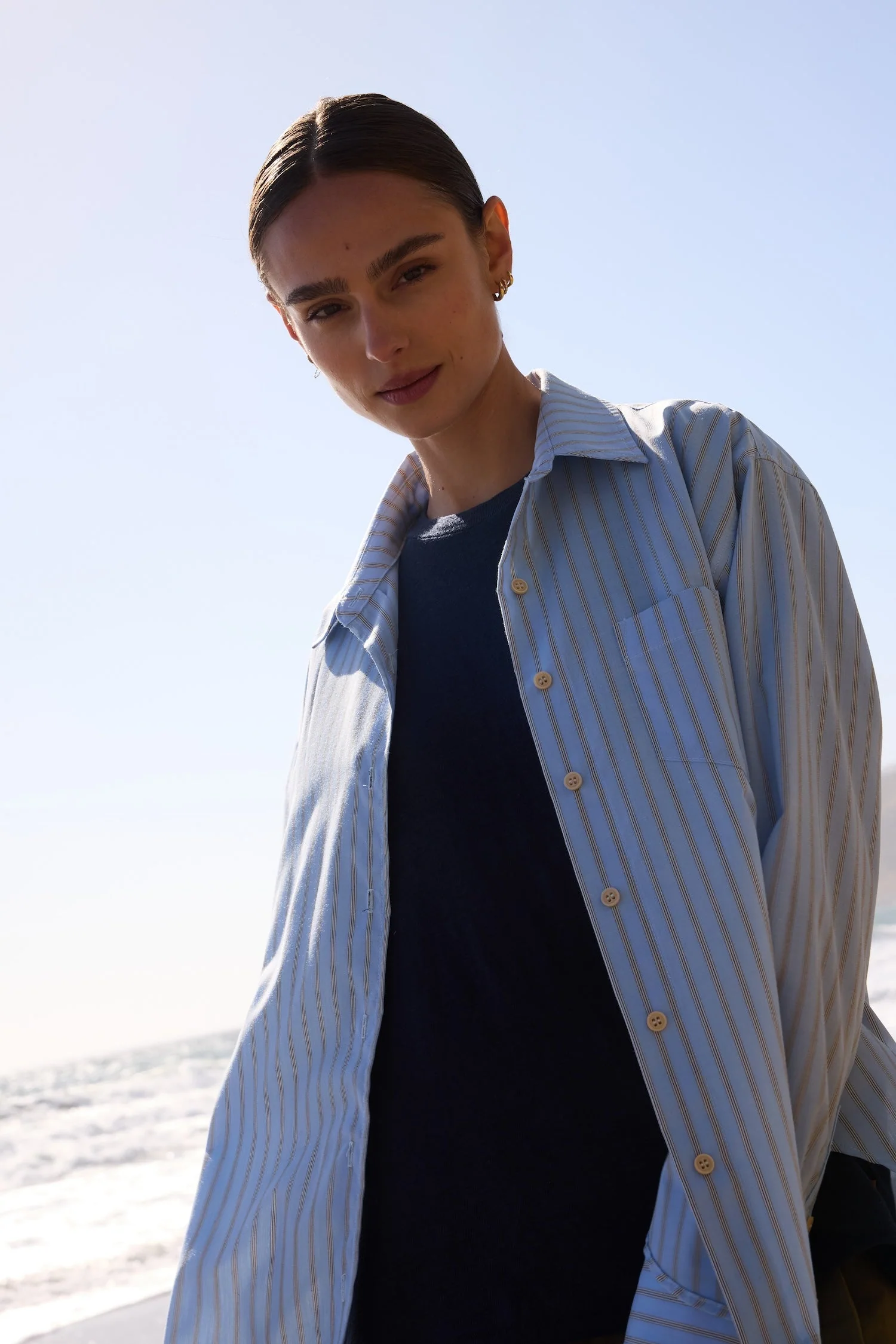 Jamie Haller - The Weekend Shirt in Baby Blue Stripe - Image 7