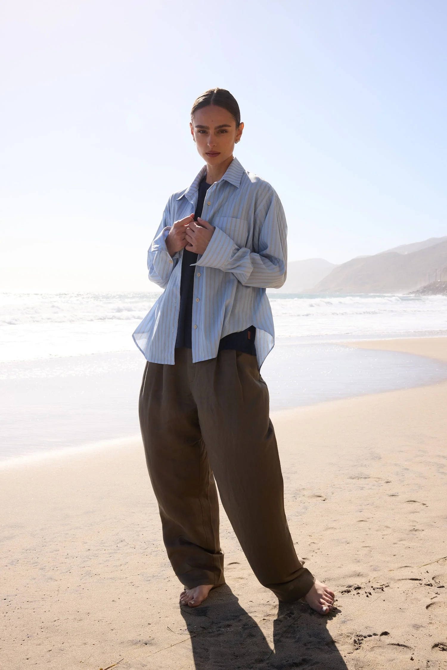 Jamie Haller - The Weekend Shirt in Baby Blue Stripe - Image 8