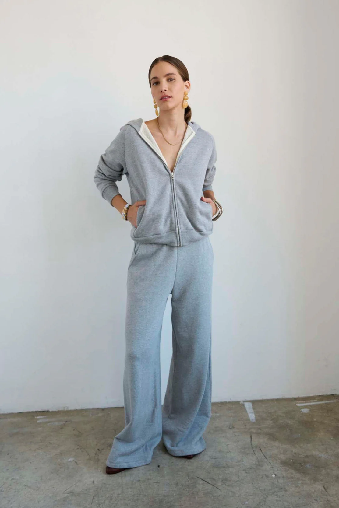 Jamie Haller - The Wide Leg Terry Trouser in Heather Grey - Image 13