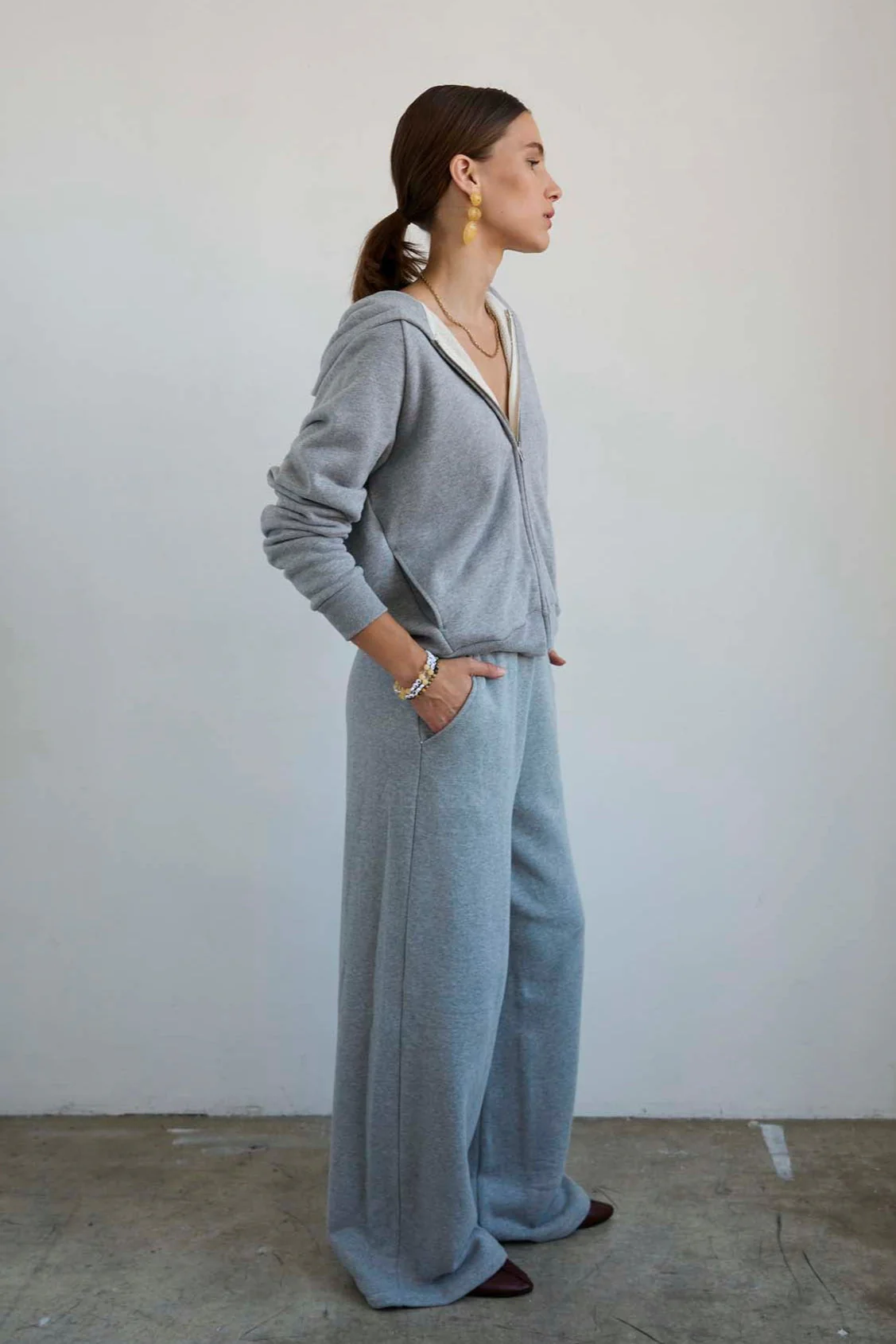 Jamie Haller - The Wide Leg Terry Trouser in Heather Grey - Image 16