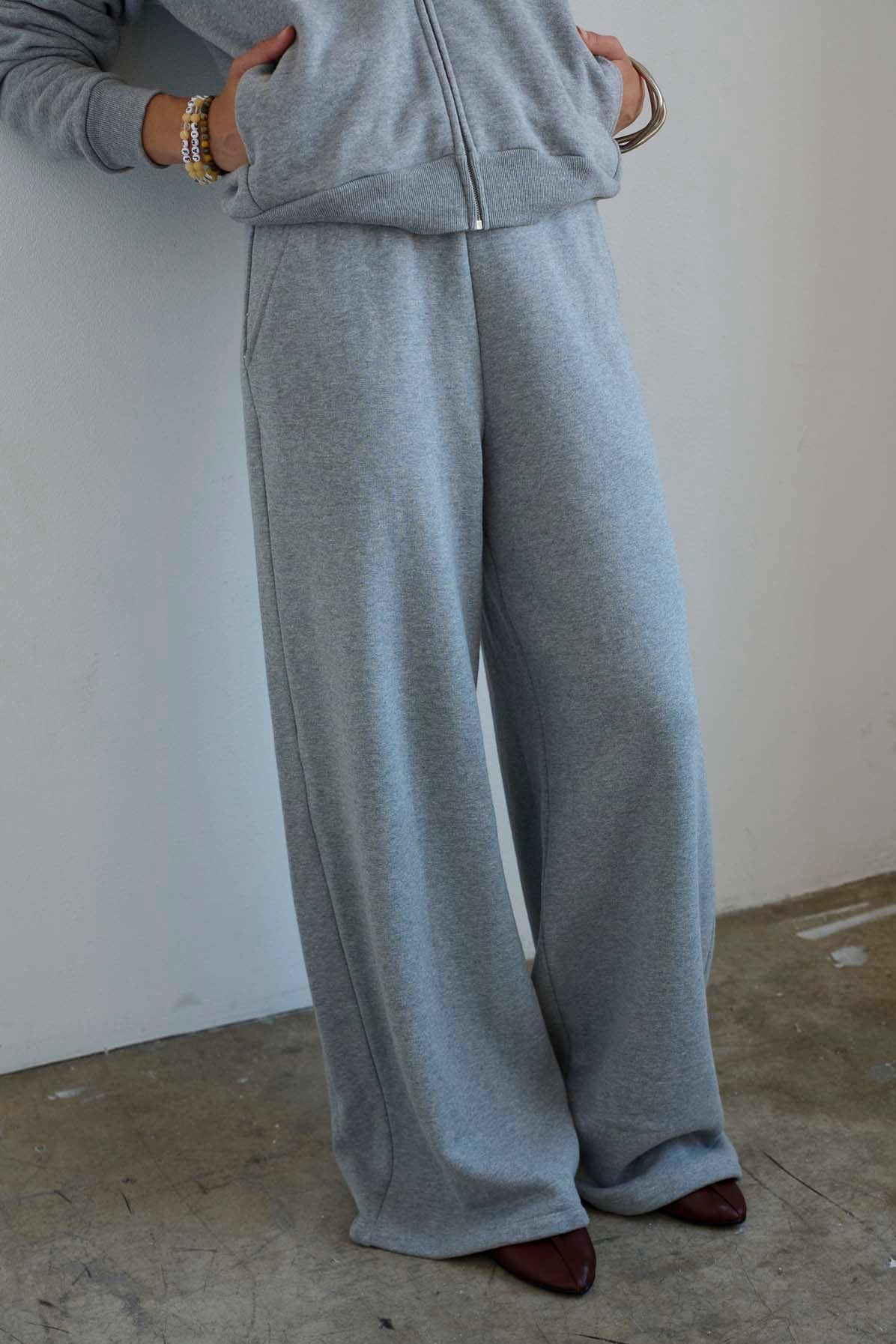 Jamie Haller - The Wide Leg Terry Trouser in Heather Grey - Image 3