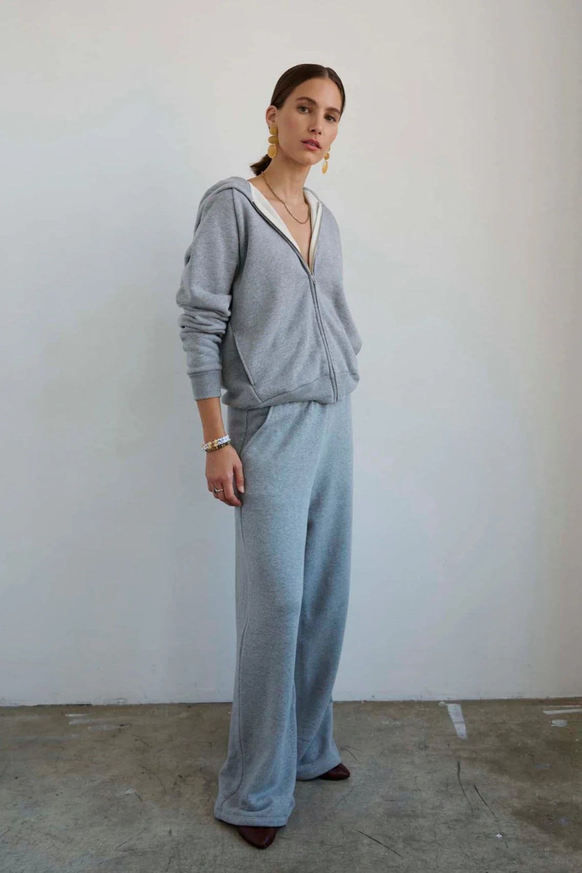 Jamie Haller - The Wide Leg Terry Trouser in Heather Grey - Image 4