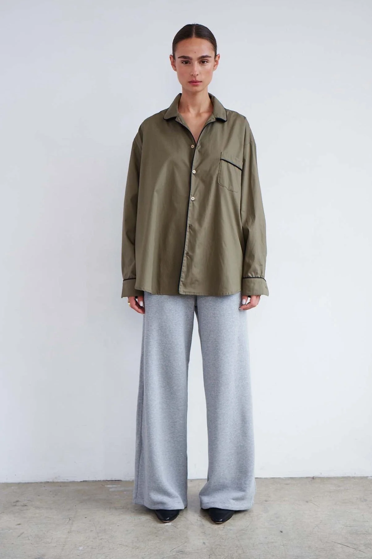 Jamie Haller - The Wide Leg Terry Trouser in Heather Grey - Image 8