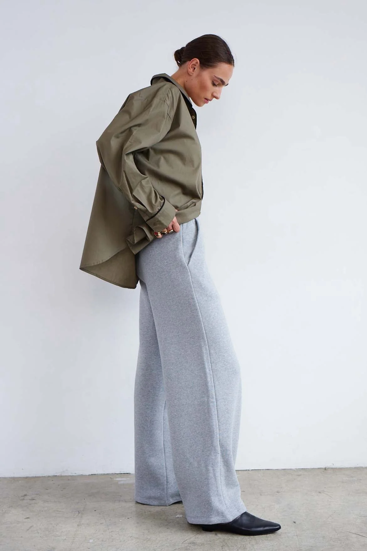 Jamie Haller - The Wide Leg Terry Trouser in Heather Grey - Image 9