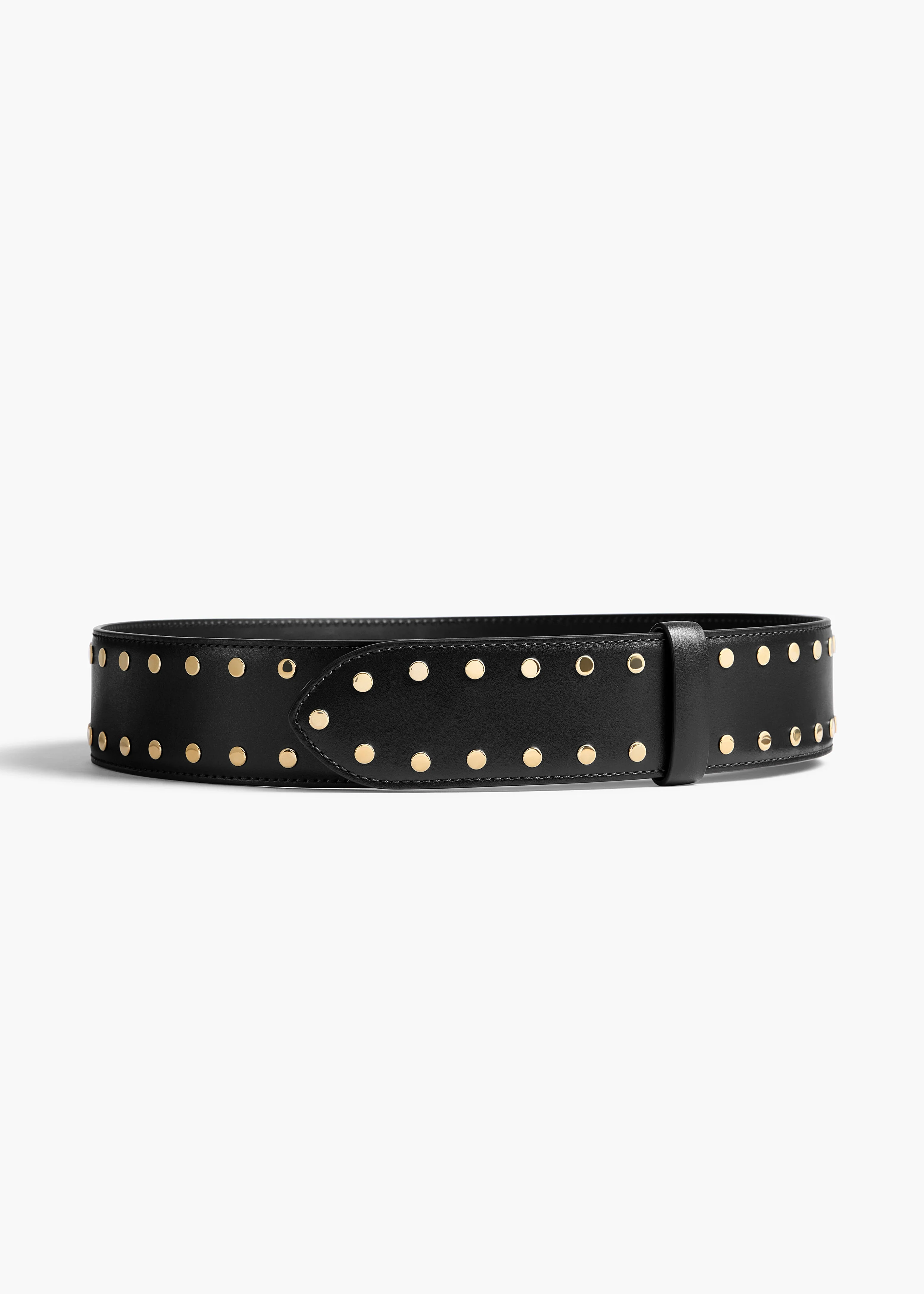 Khaite - Theo Waist Belt in Black Leather with Gold Studs