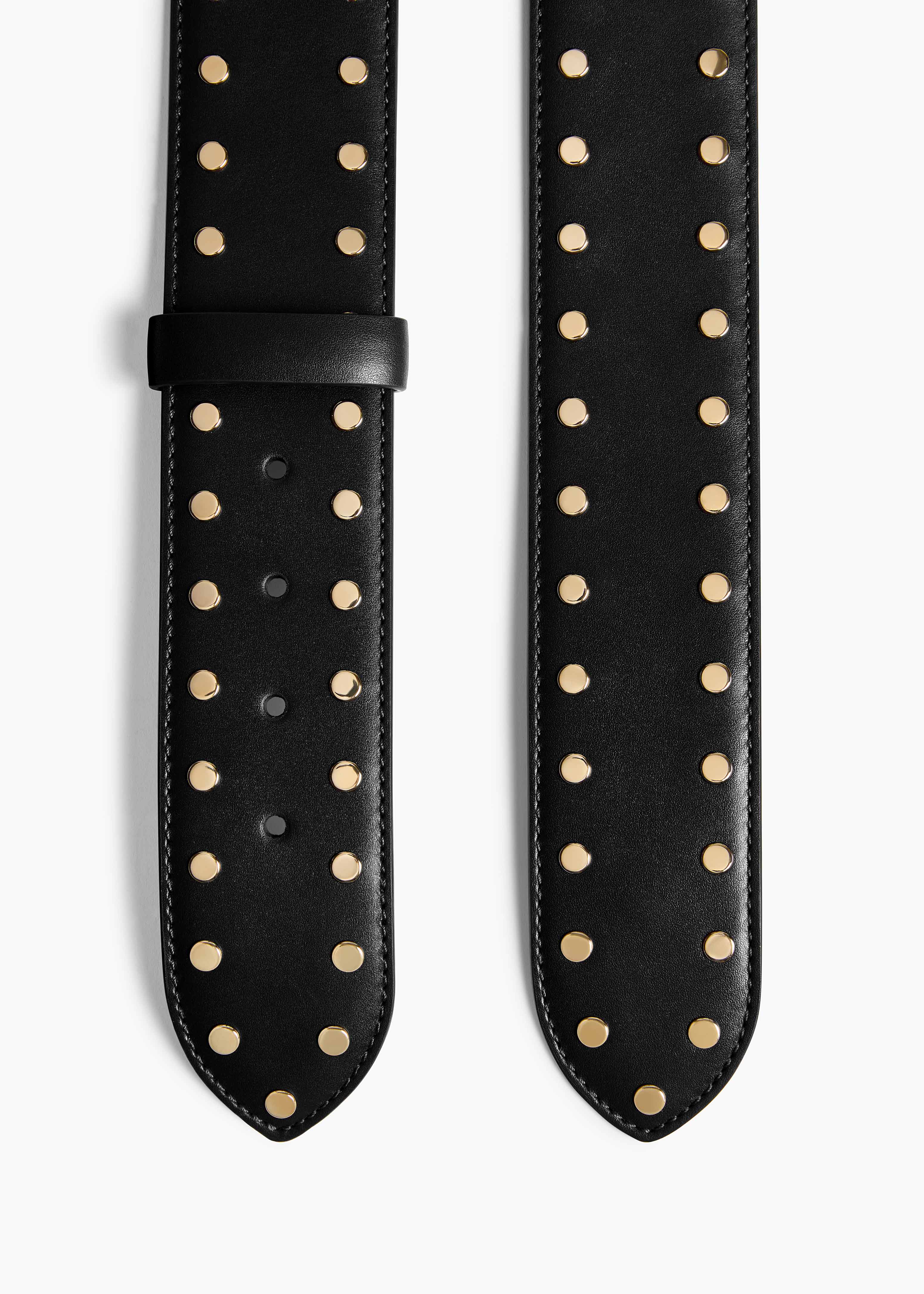 Khaite - Theo Waist Belt in Black Leather with Gold Studs - Image 5