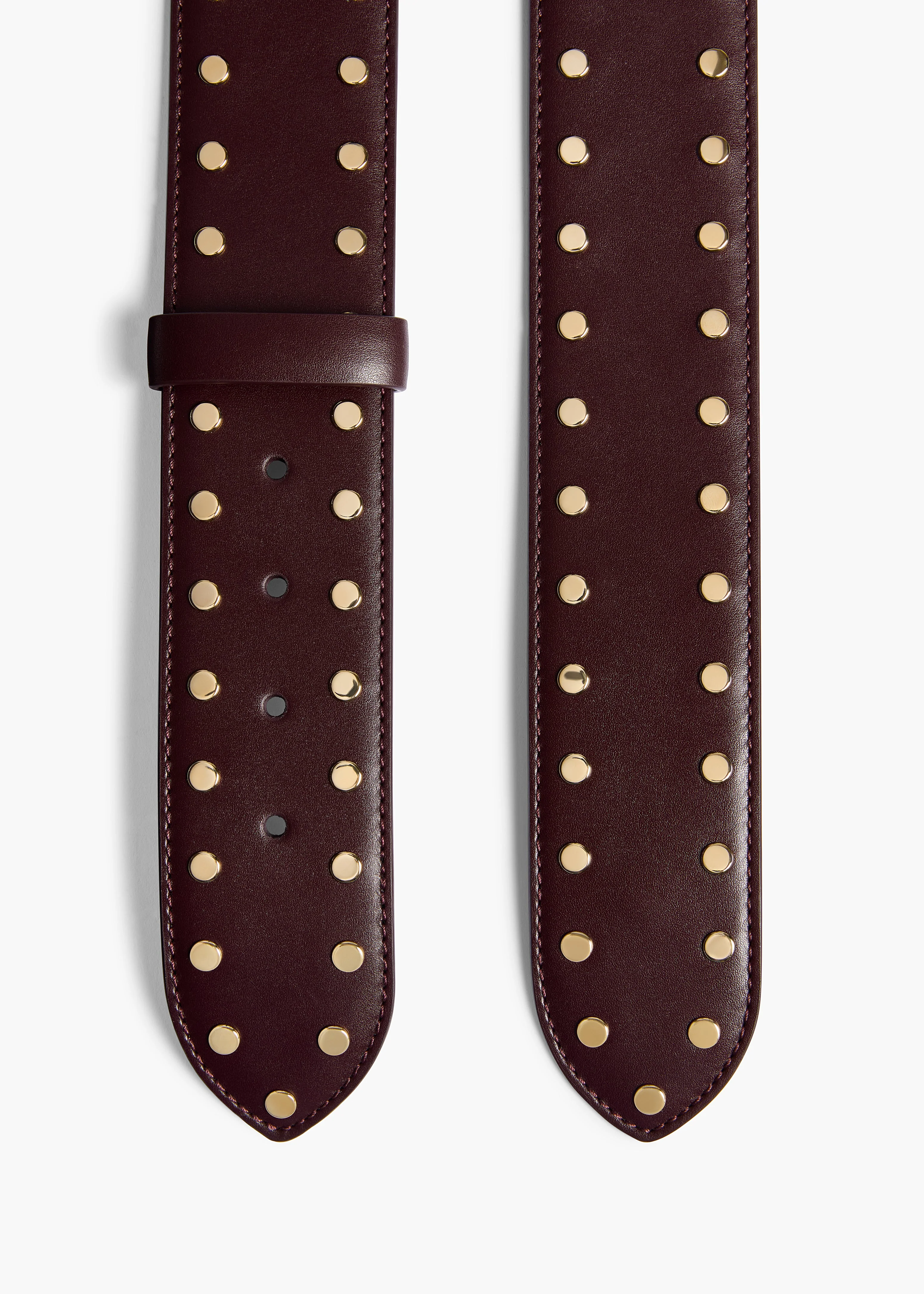 Khaite - Theo Waist Belt in Bordeaux Leather with Gold Studs - Image 2