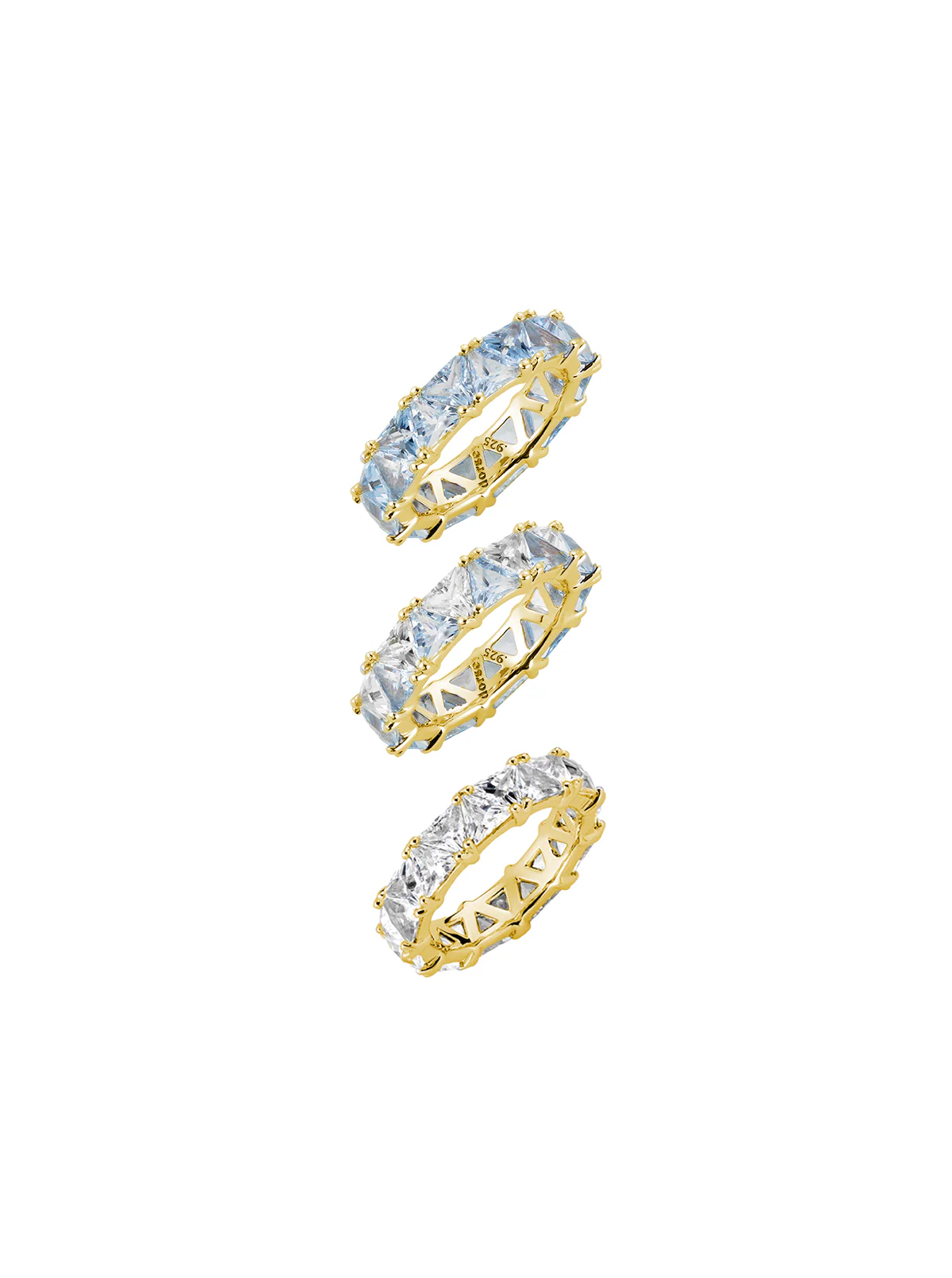 Dorsey - THEODORA DOUBLE TRILLION AQUA SPINEL RING STACK, GOLD - Image 2