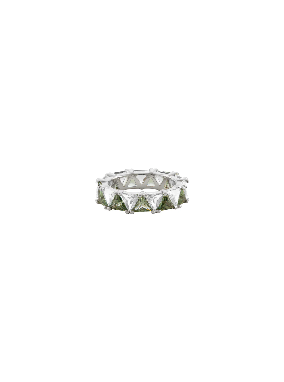 Dorsey - THEODORA DOUBLE TRILLION, LAB LIGHT GREEN SPINEL AND WHITE SAPPHIRE, SILVER RING