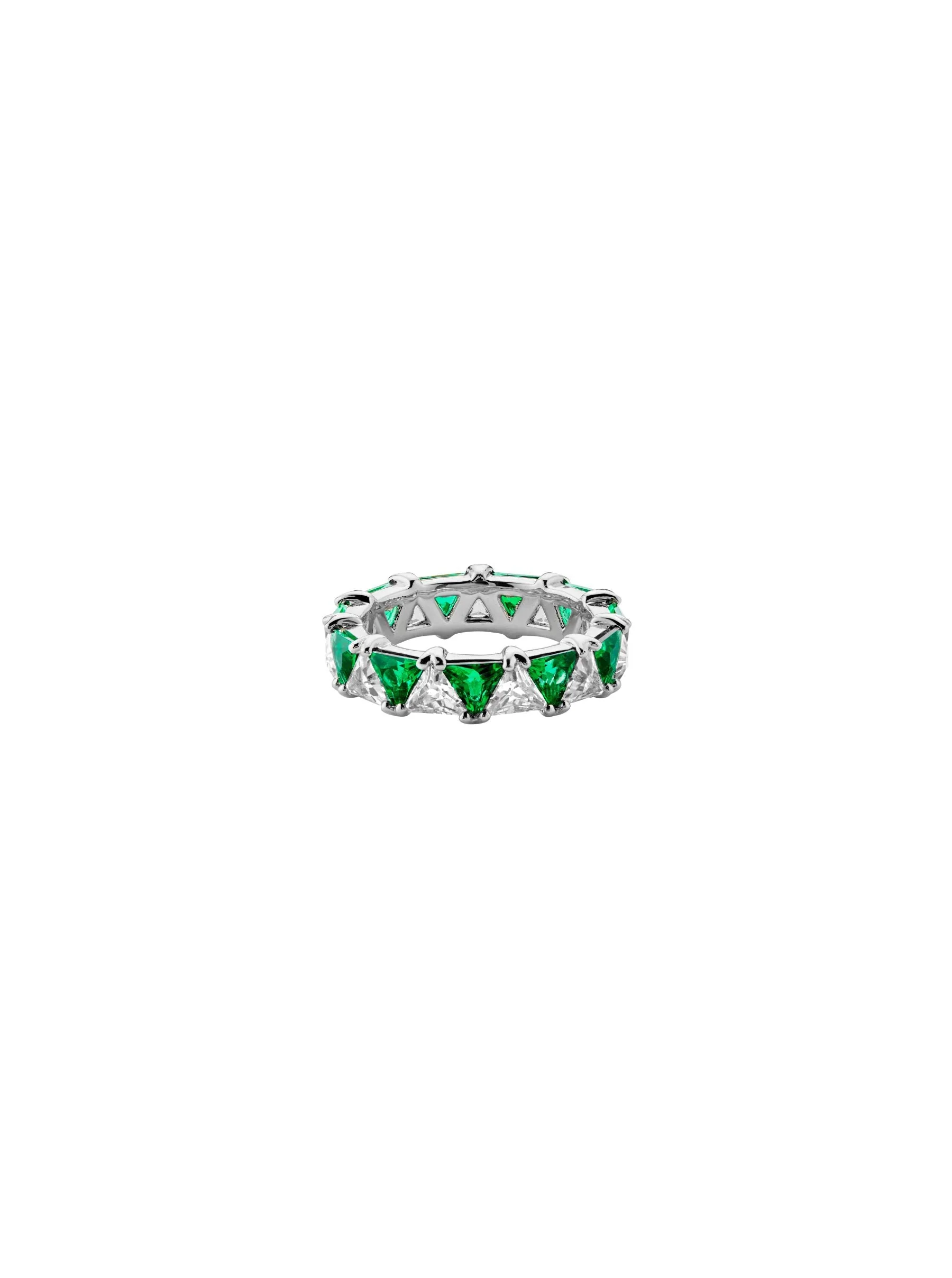 Dorsey - THEODORA DOUBLE TRILLION, LAB WHITE SAPPHIRE AND EMERALD RING, SILVER