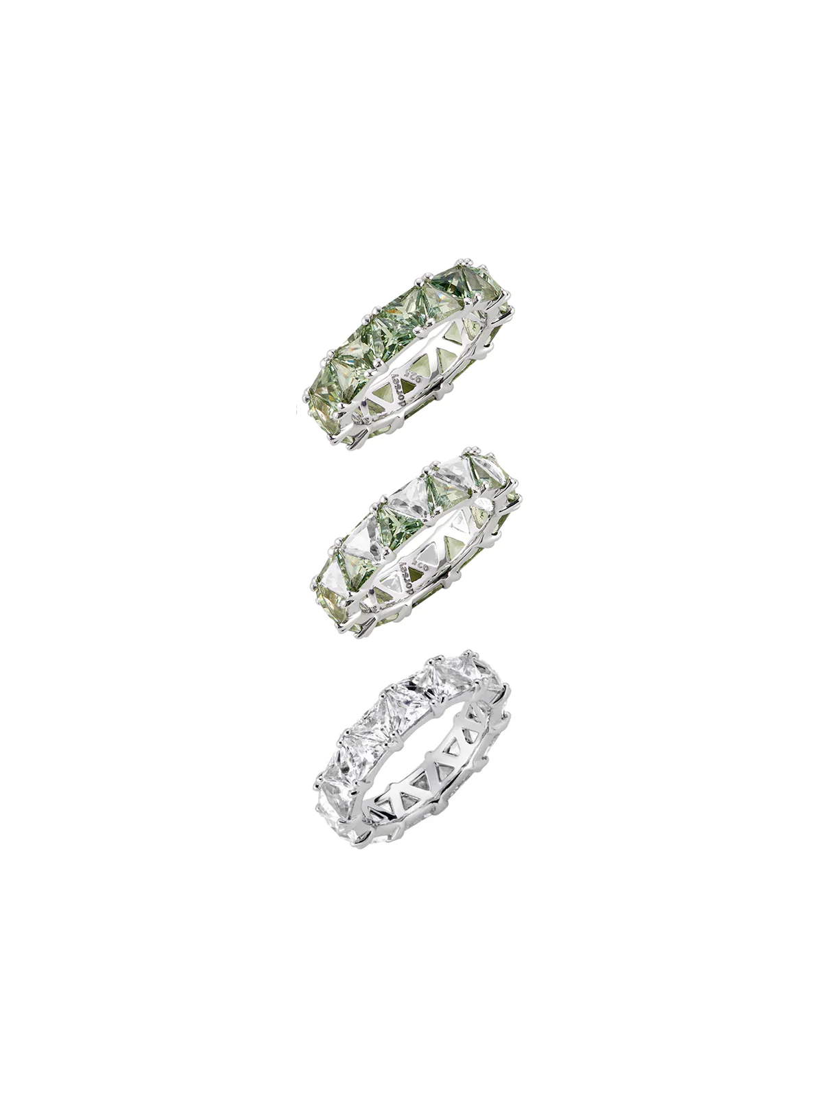 Dorsey - THEODORA DOUBLE TRILLION LAB LIGHT GREEN SPINEL RING STACK, SILVER - Image 2