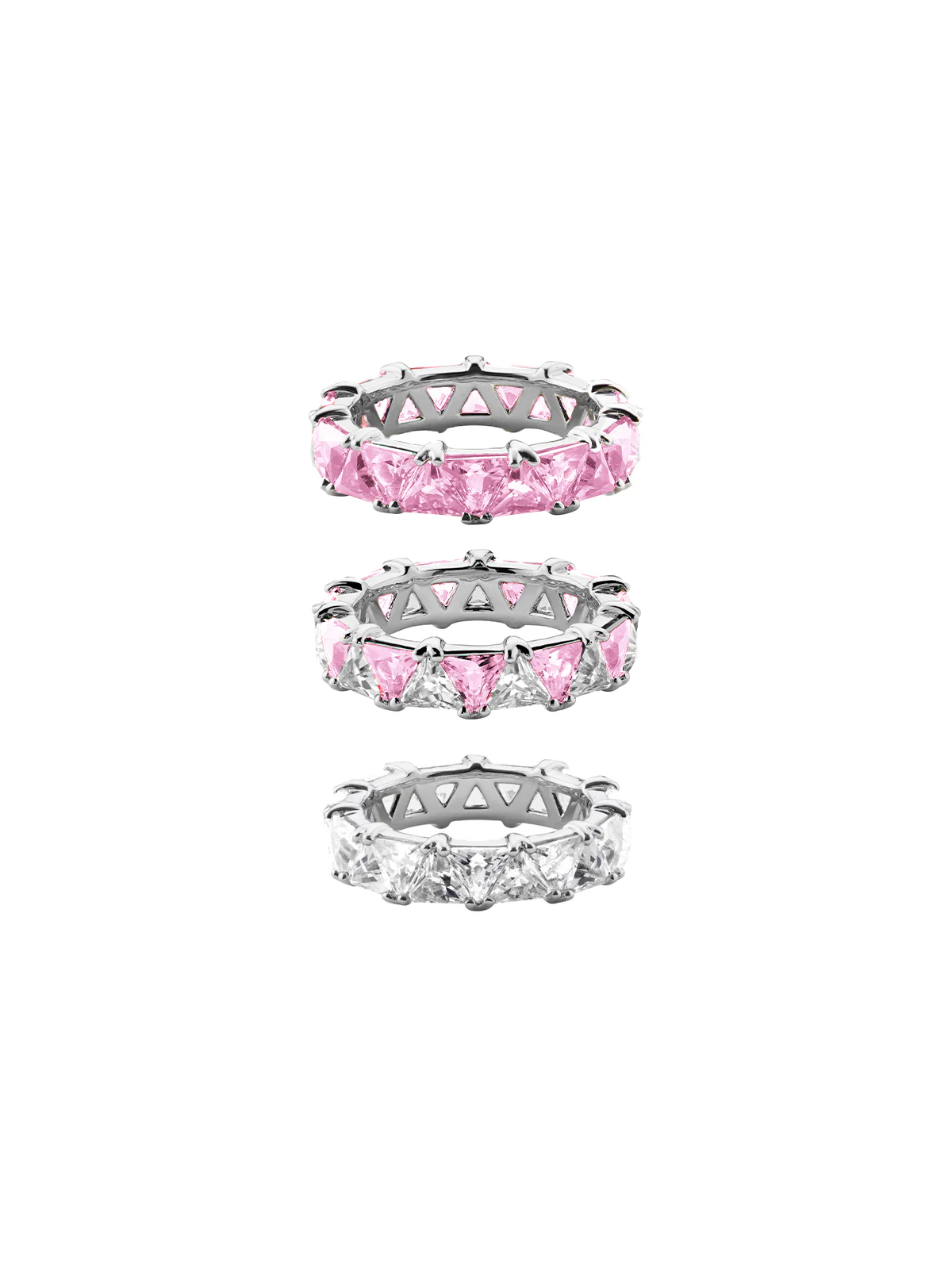 Dorsey - THEODORA DOUBLE TRILLION PINK SAPPHIRE RING STACK, SILVER