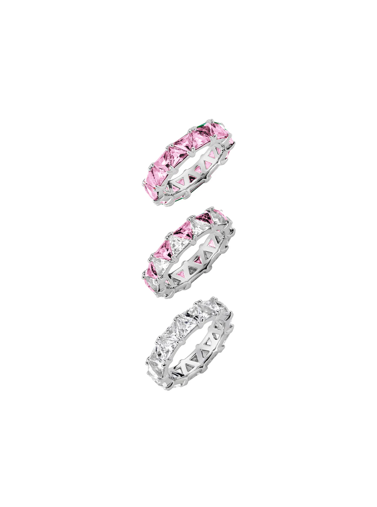 Dorsey - THEODORA DOUBLE TRILLION PINK SAPPHIRE RING STACK, SILVER - Image 2