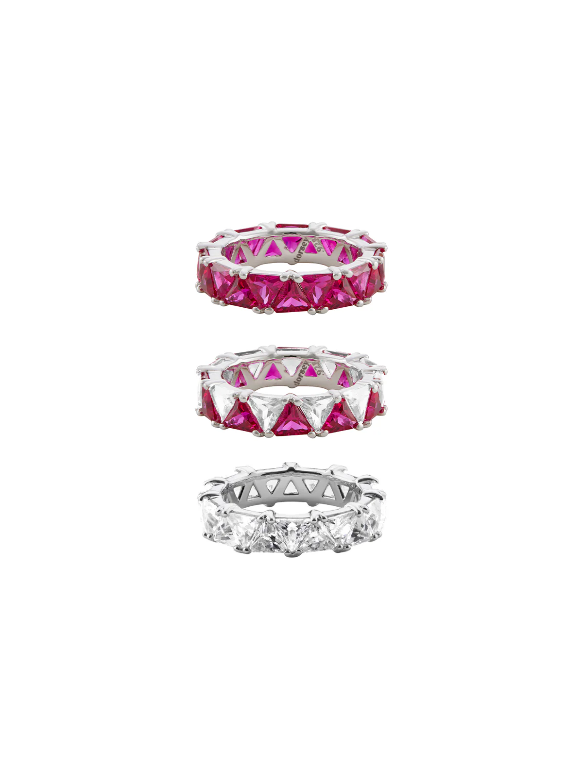 Dorsey - THEODORA DOUBLE TRILLION RED SAPPHIRE RING STACK, SILVER