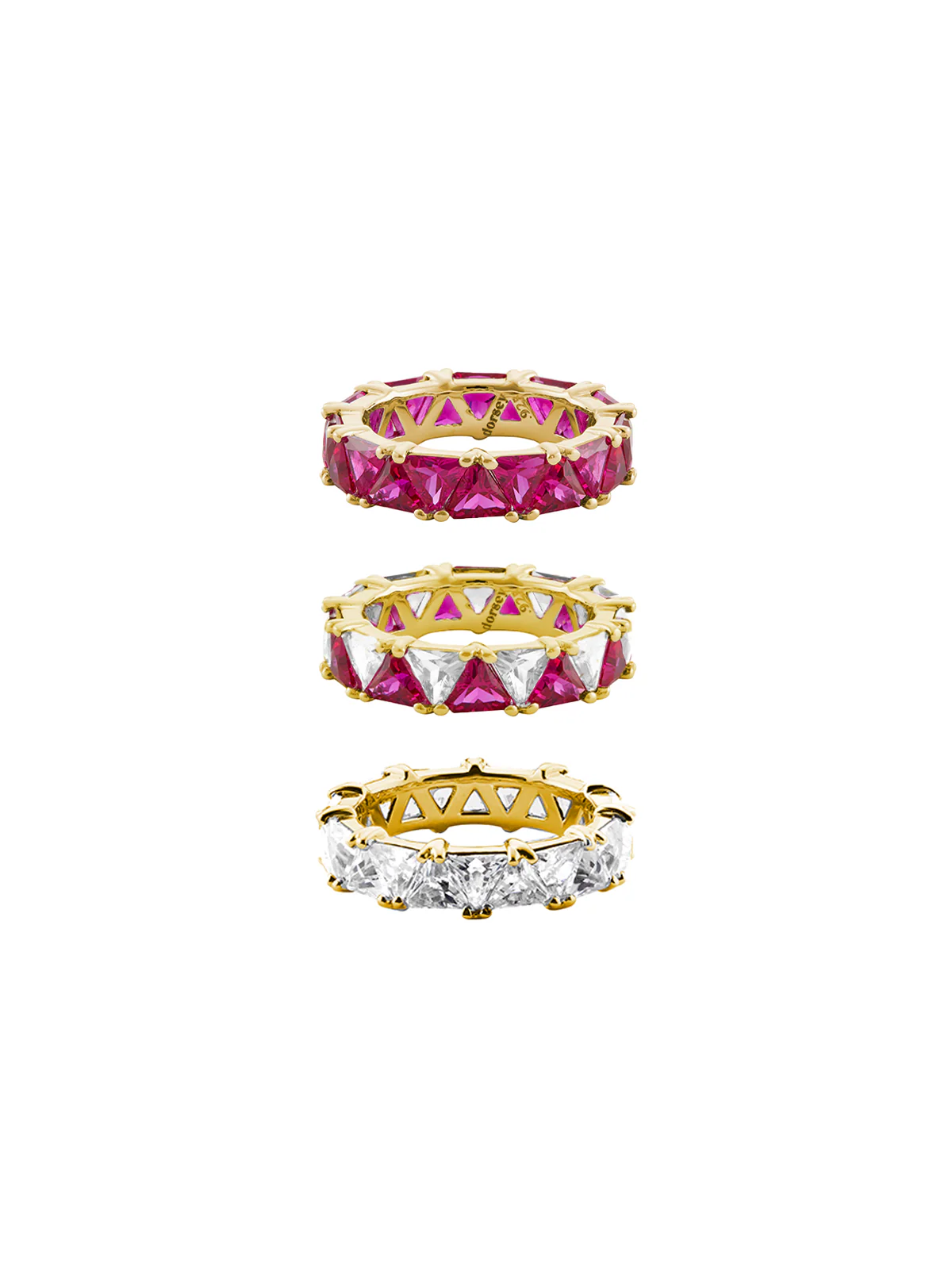 Dorsey - THEODORA DOUBLE TRILLION RED SAPPHIRE RING STACK, GOLD