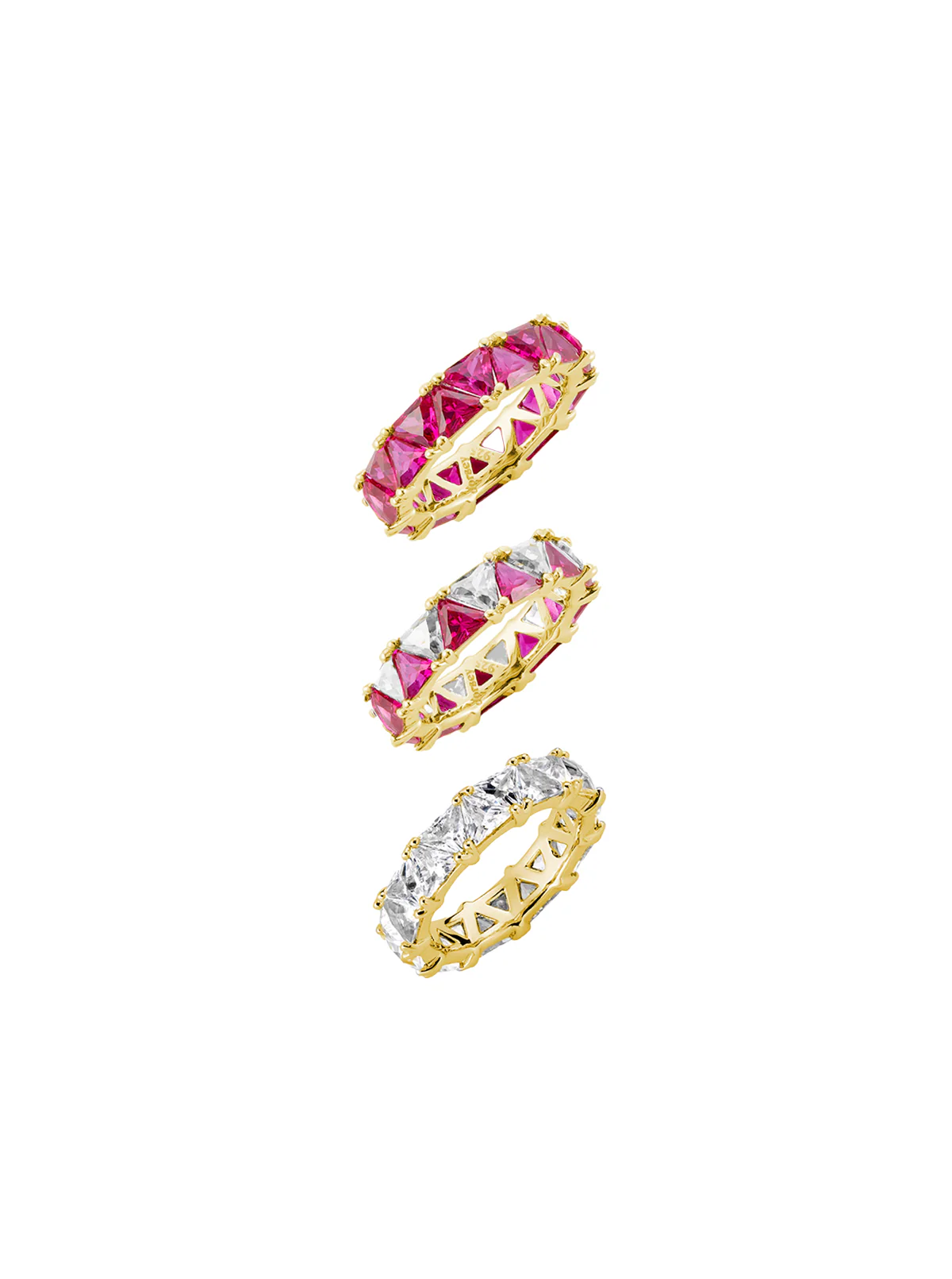 Dorsey - THEODORA DOUBLE TRILLION RED SAPPHIRE RING STACK, GOLD - Image 2