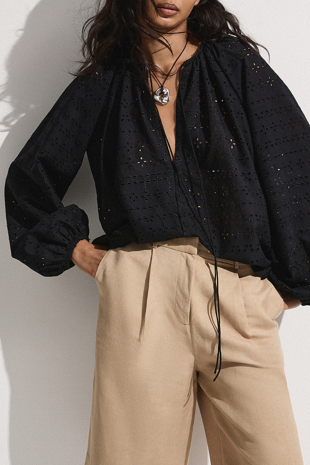 Faithfull - Thora Blouse Agnes Broderie Anglaise Black - Final Sale - Image 2