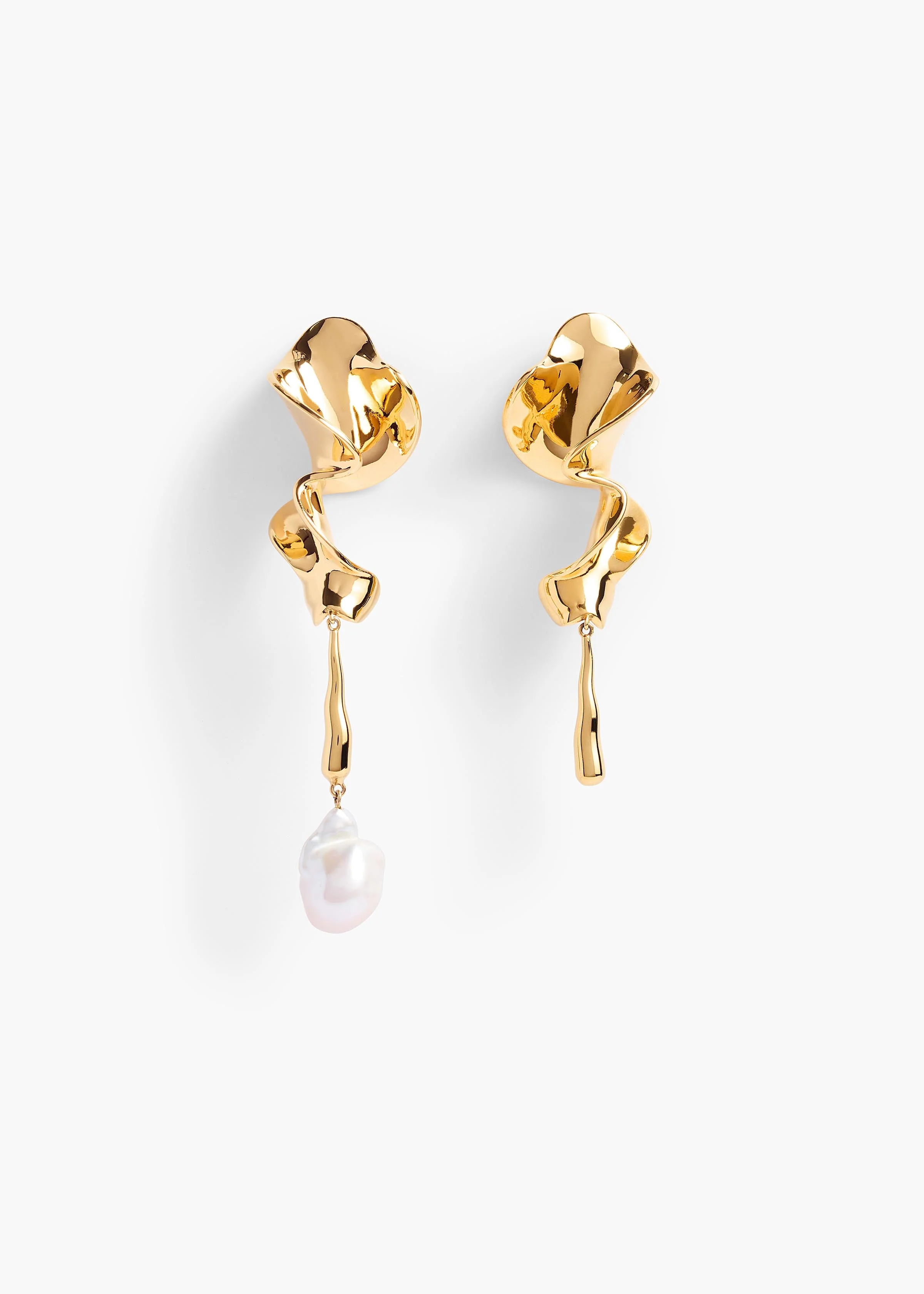 Khaite - Tidal Earrings with Pearl in Gold