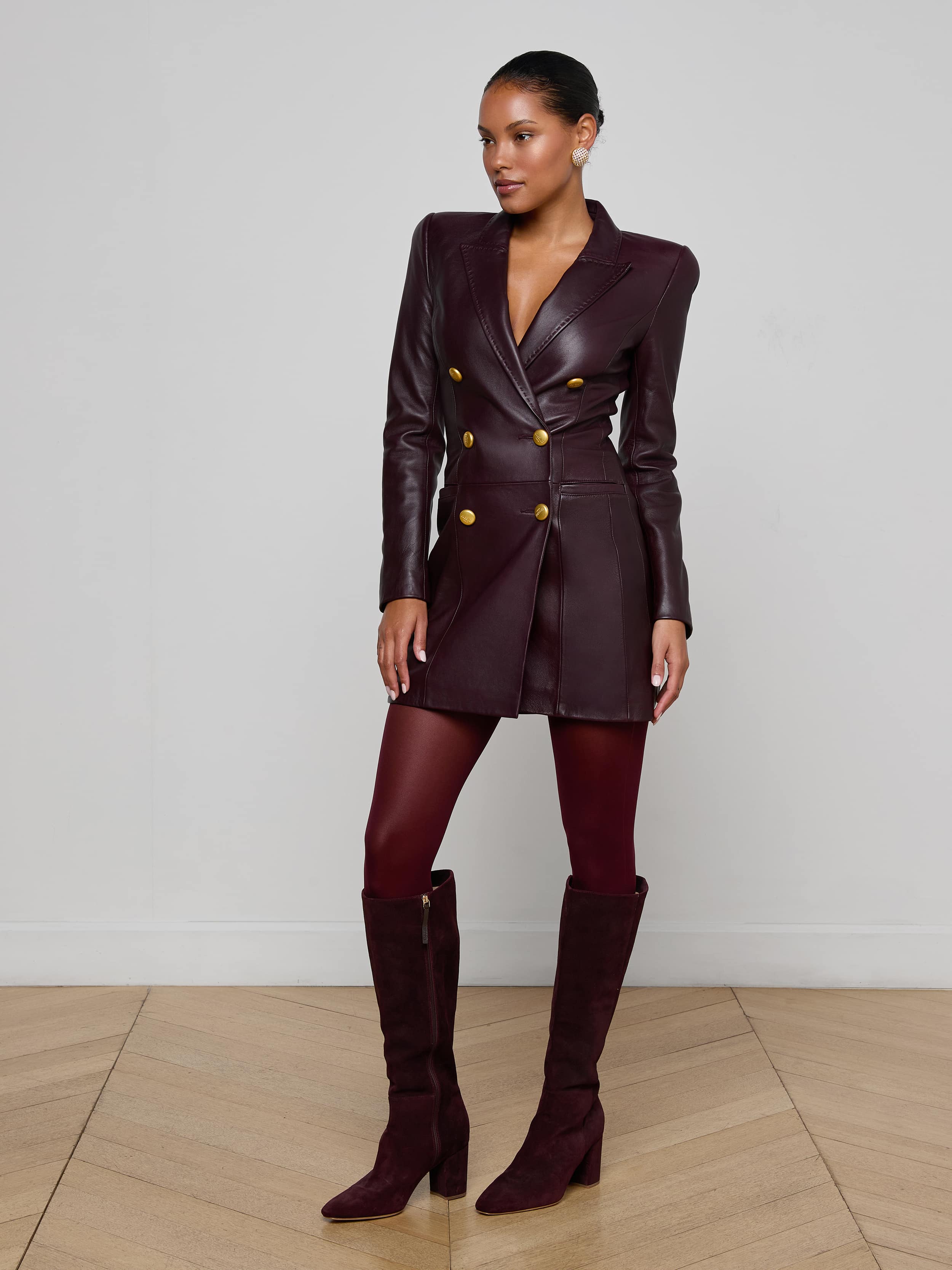 L'AGENCE - Tora Leather Blazer Dress - Image 3