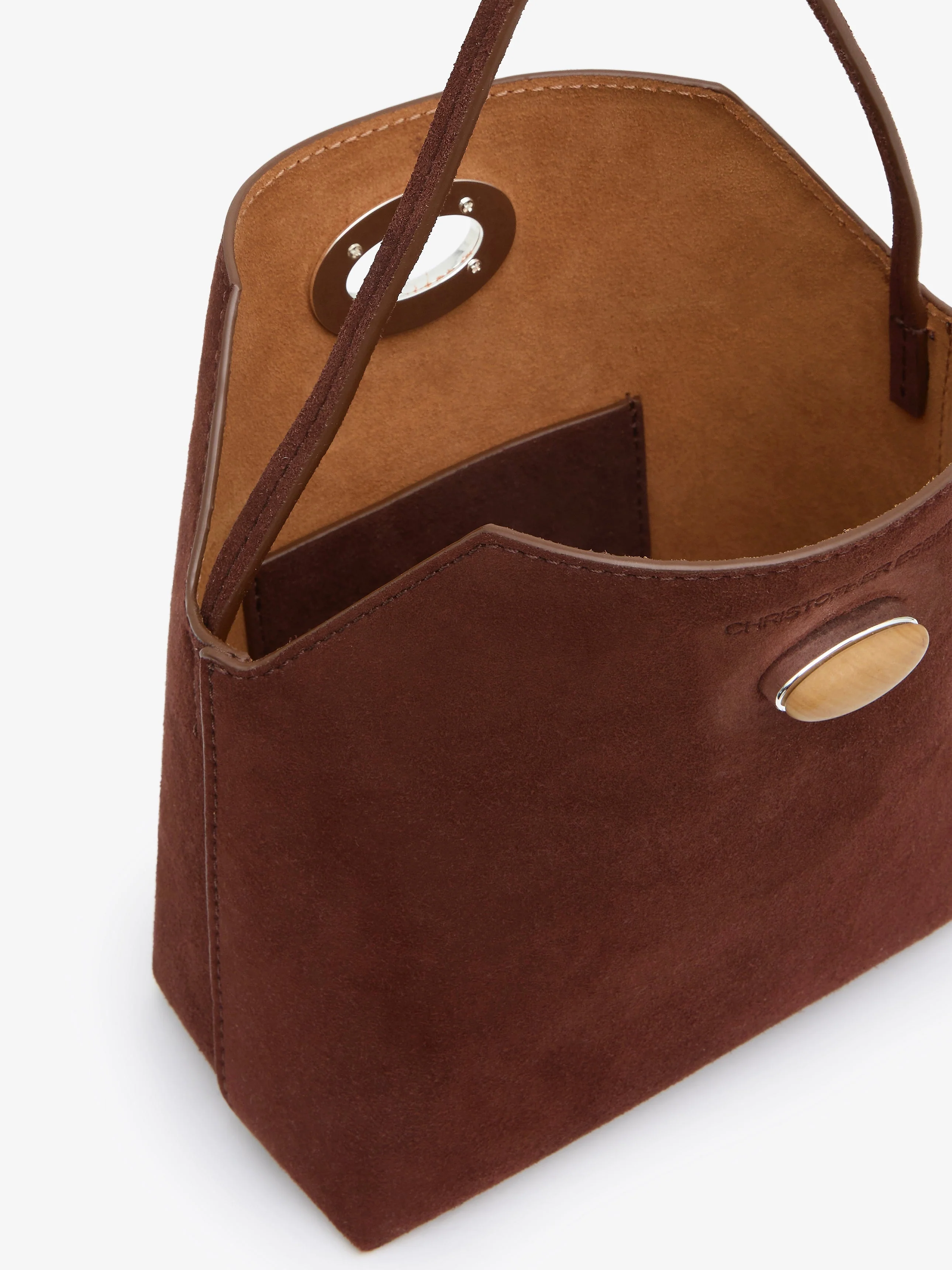 Christopher Esber - Turnlock Suede Mini Shoulder Bag - Image 3