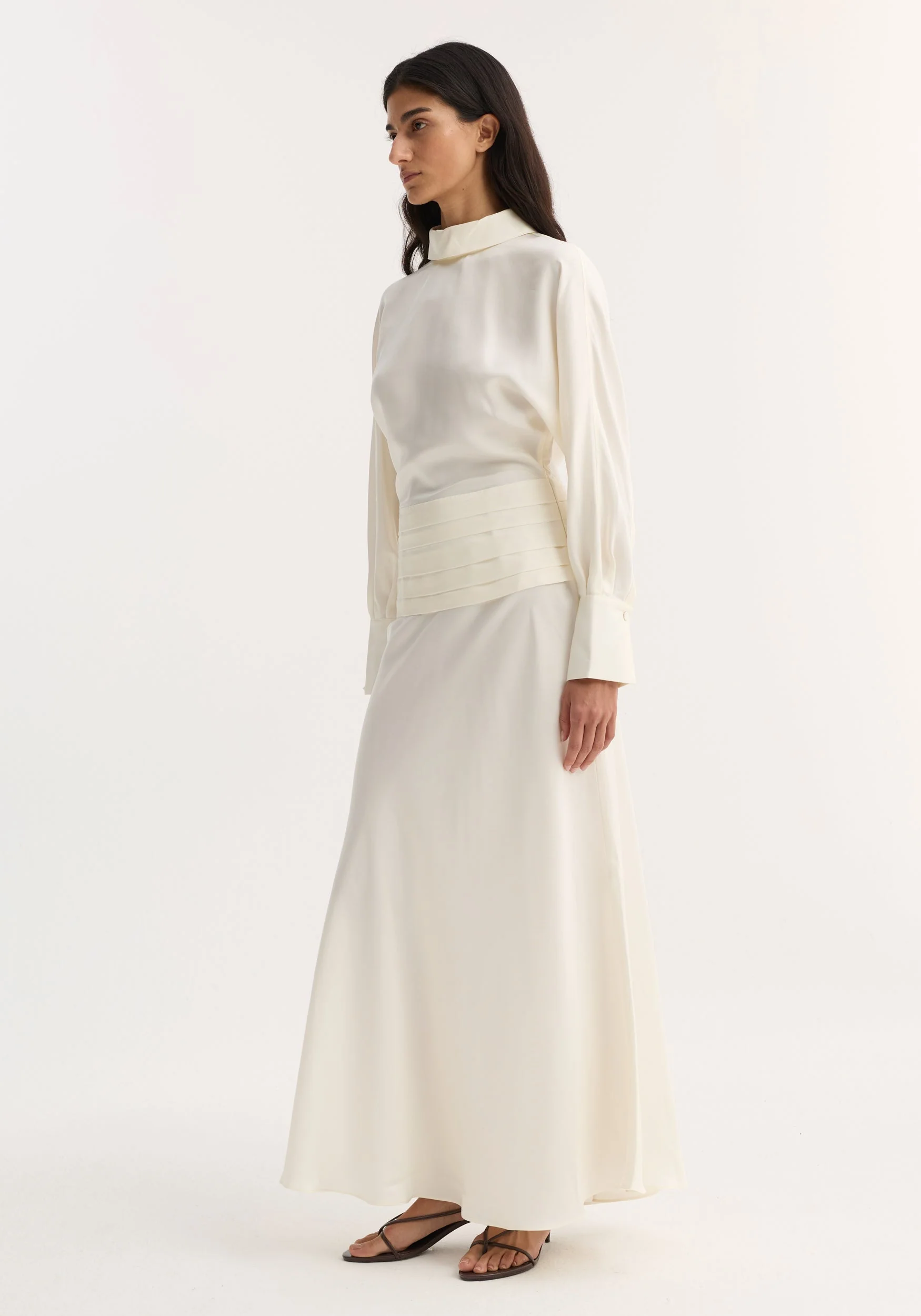 ROHE - Tuxedo silk dress | cream - Image 3
