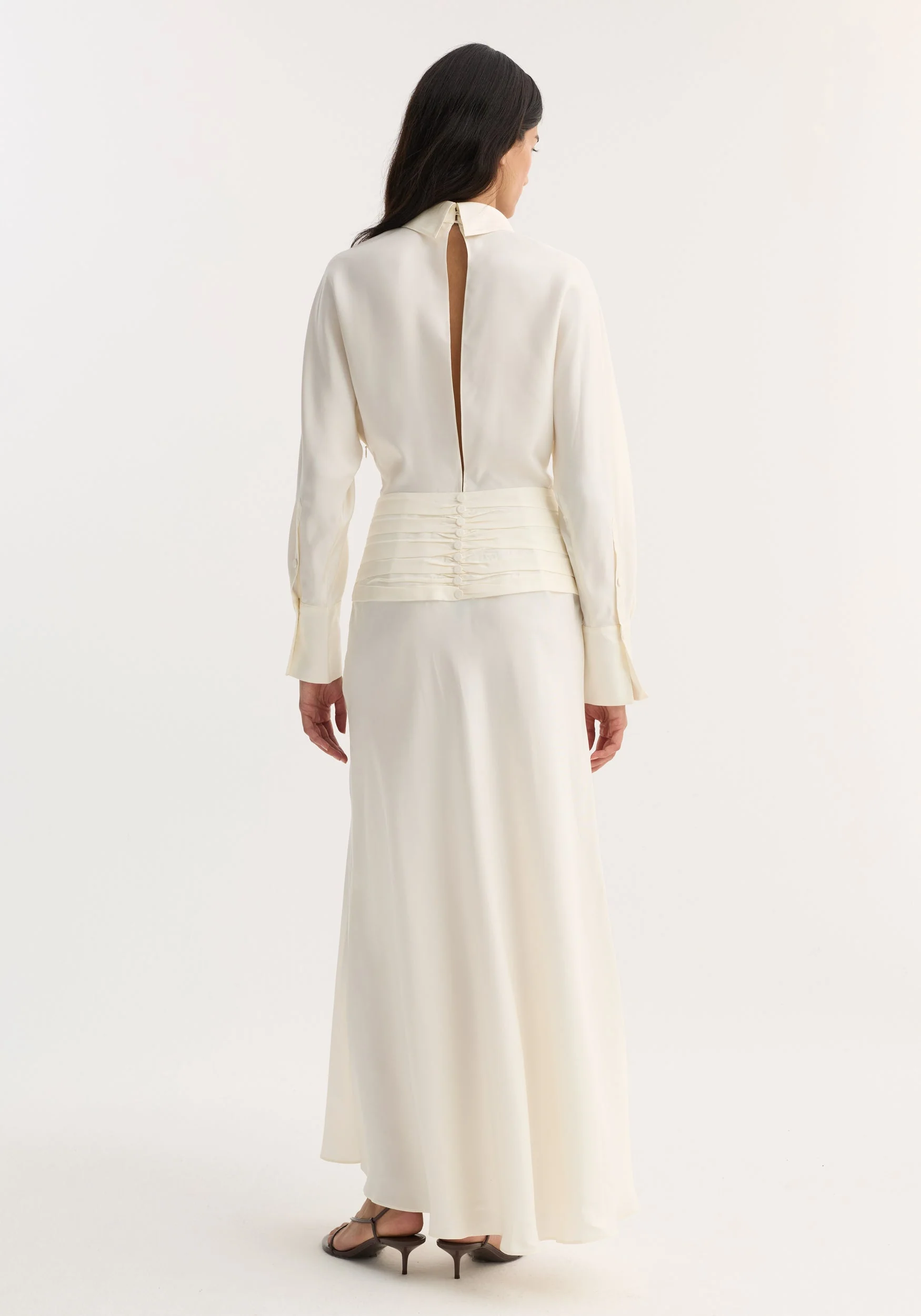 ROHE - Tuxedo silk dress | cream - Image 4